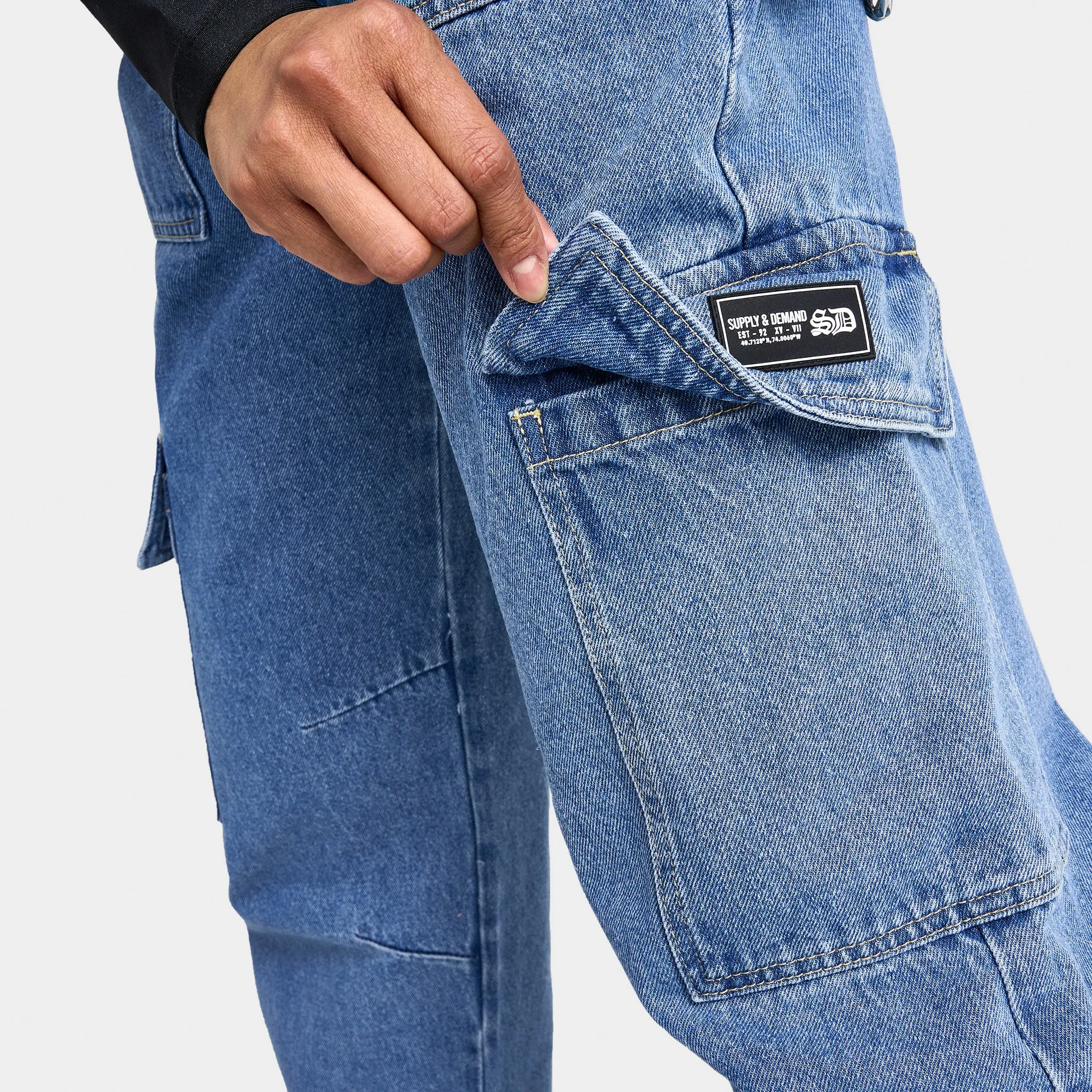 Supply & Demand Women's Superior Denim Cargo Pants / Blue