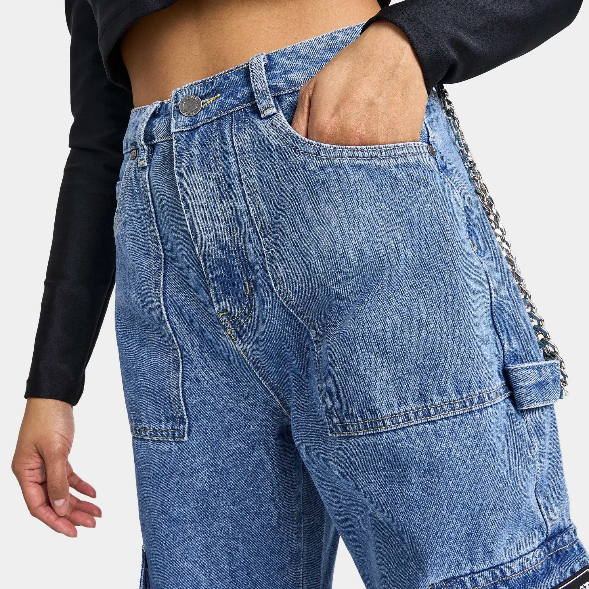 Supply & Demand Women's Superior Denim Cargo Pants / Blue
