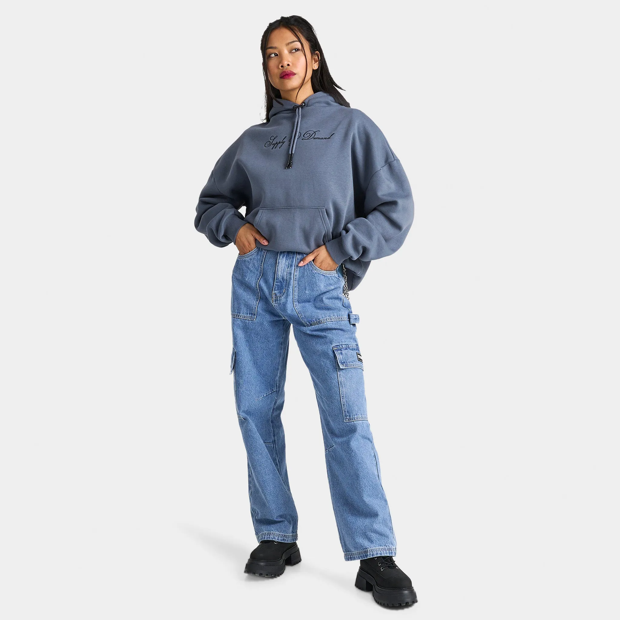 Supply & Demand Women's Superior Denim Cargo Pants / Blue