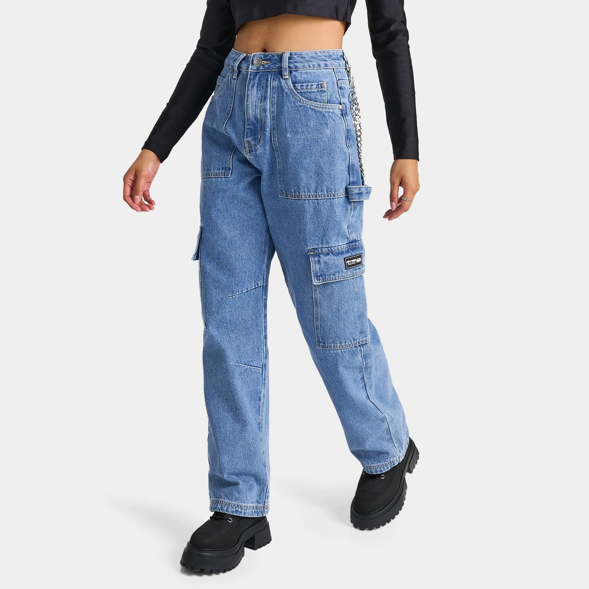 Supply & Demand Women's Superior Denim Cargo Pants / Blue