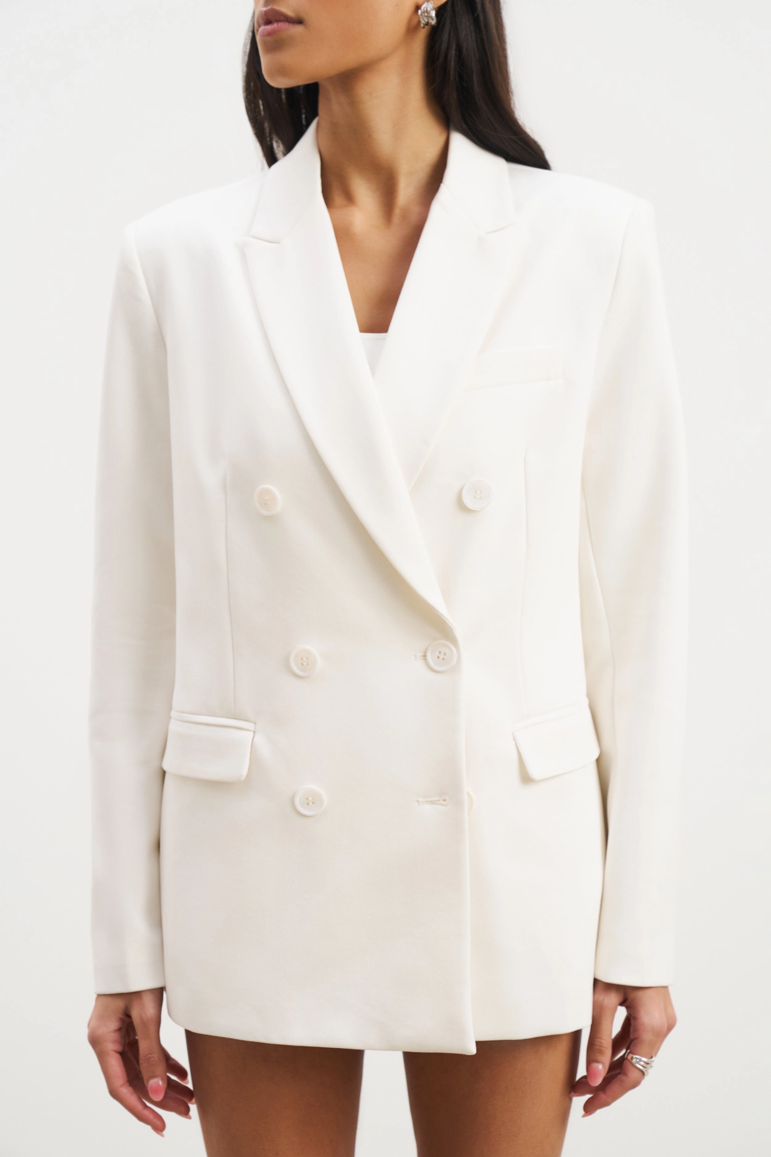 Formal Double Breasted Blazer - Cream Non-Restrictive Fit exercise