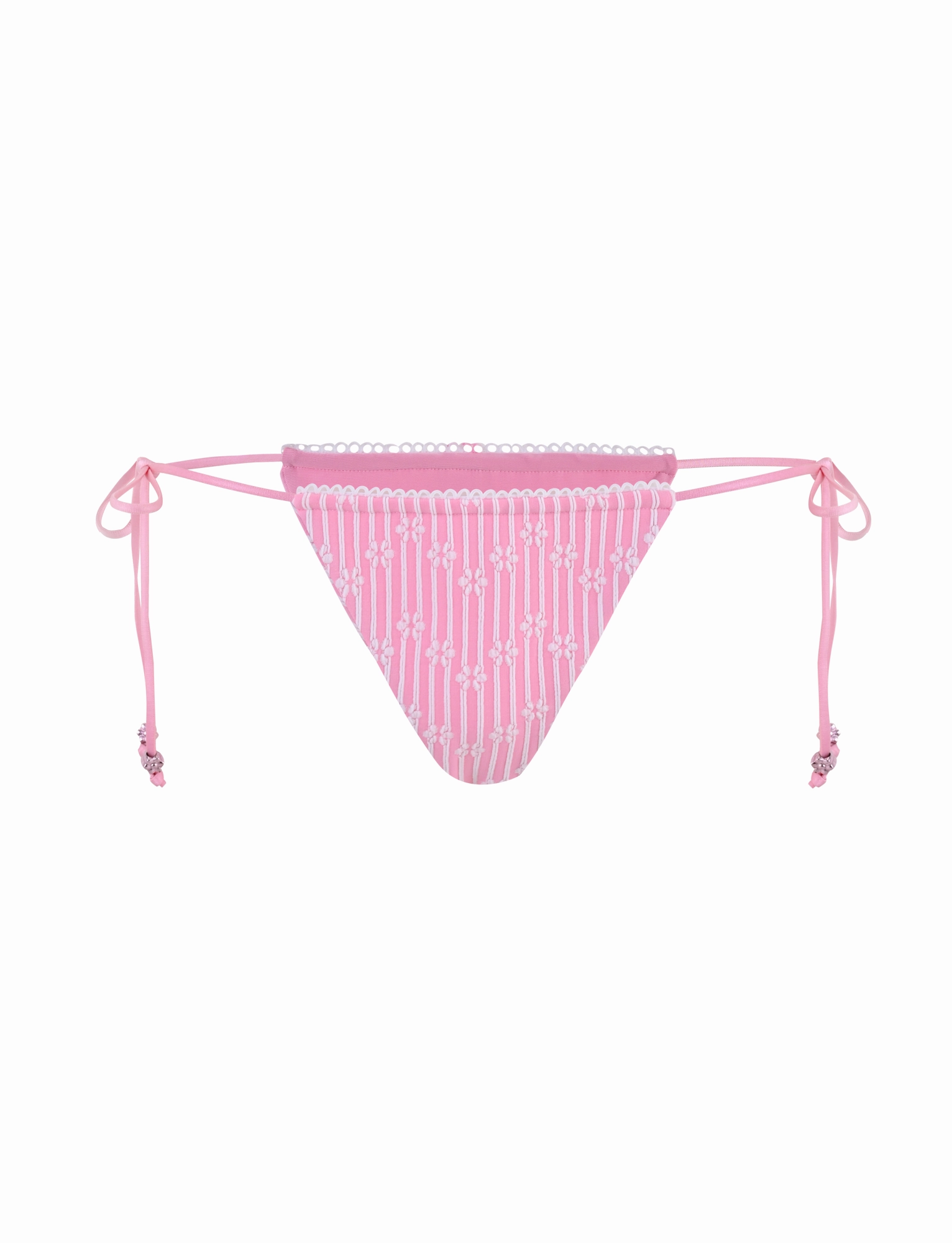 Party Ready Floral Print SAHRA BIKINI 2PC BOTTOM - PINK FLOWER STRIPE