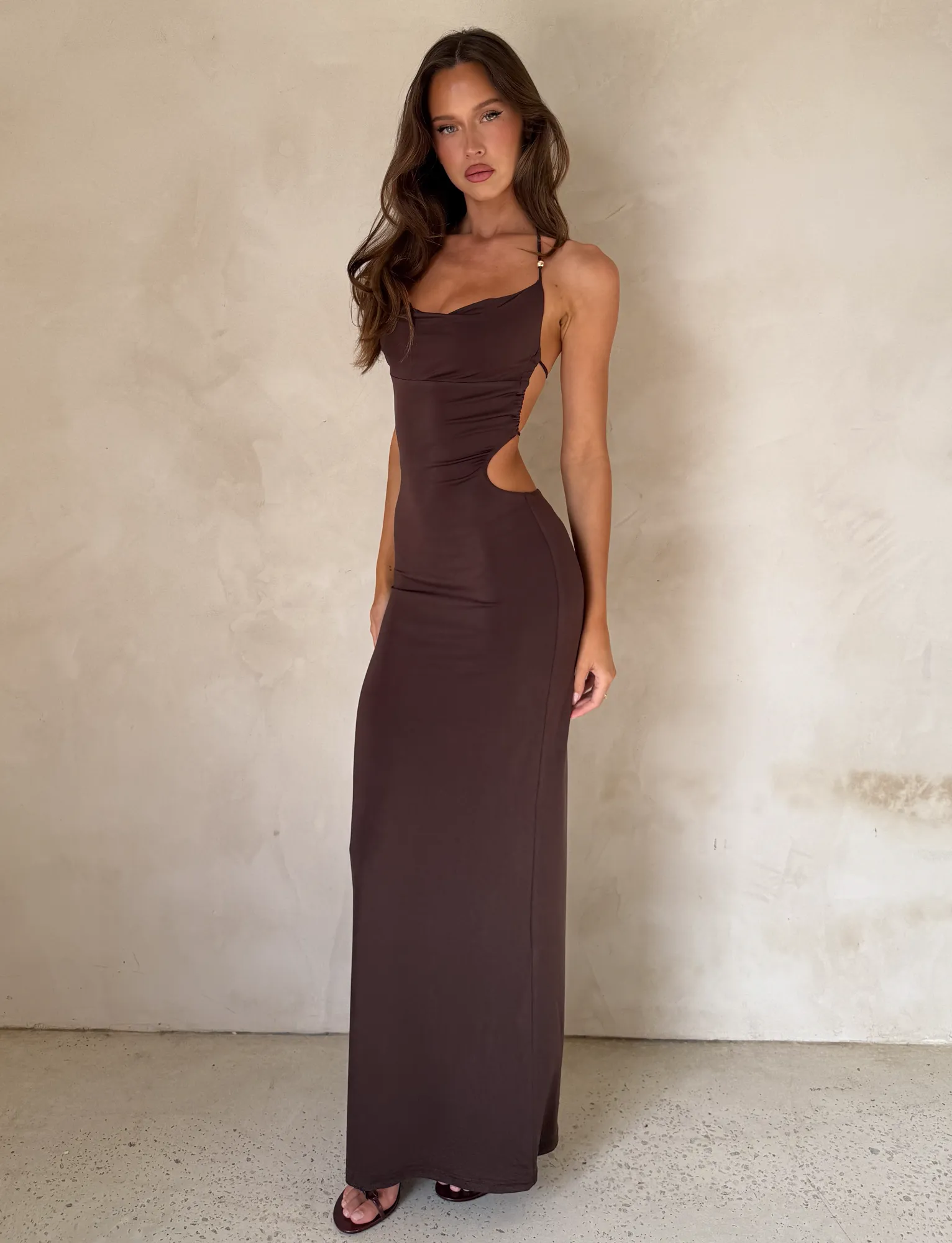 Skin Hug SURIYA MAXI DRESS - CHOCOLATE BROWN