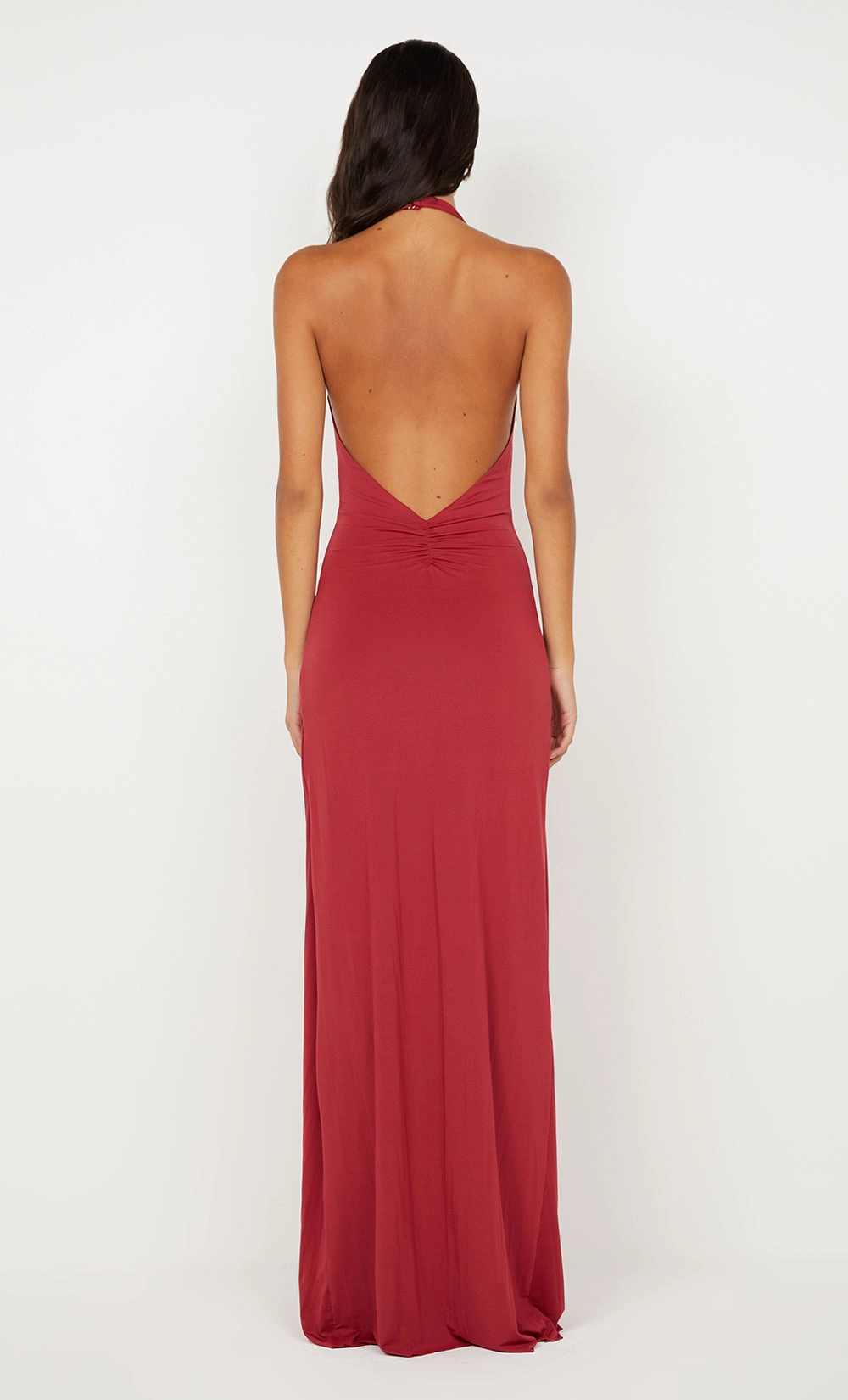 Classic Touch SUSIE PLUNGE MAXI DRESS - CHERRY