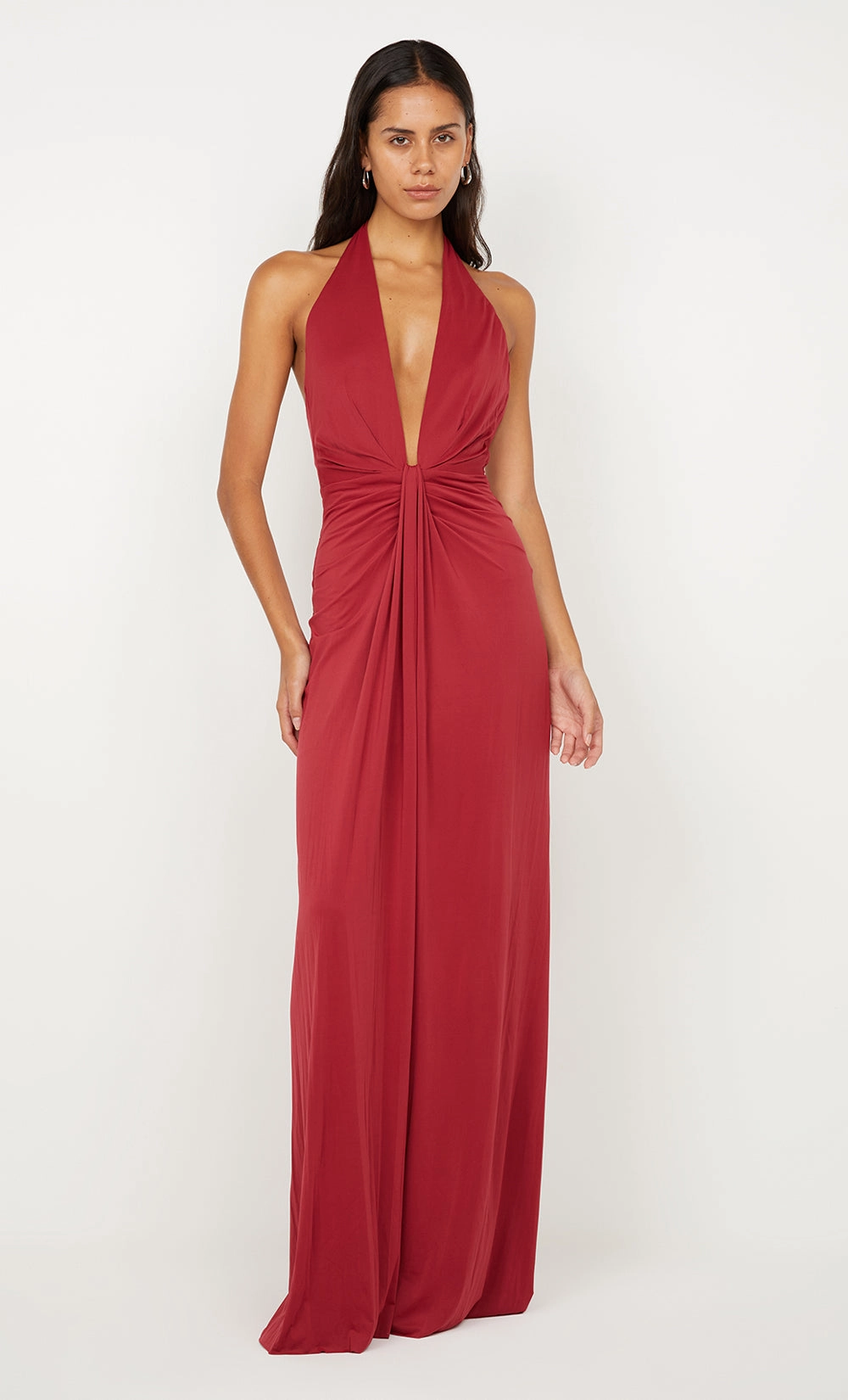 Flawless Waistband SUSIE PLUNGE MAXI DRESS - CHERRY