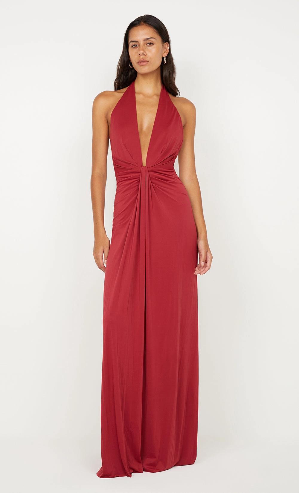 SUSIE PLUNGE MAXI DRESS - CHERRY Elegance Glow Classic Flow