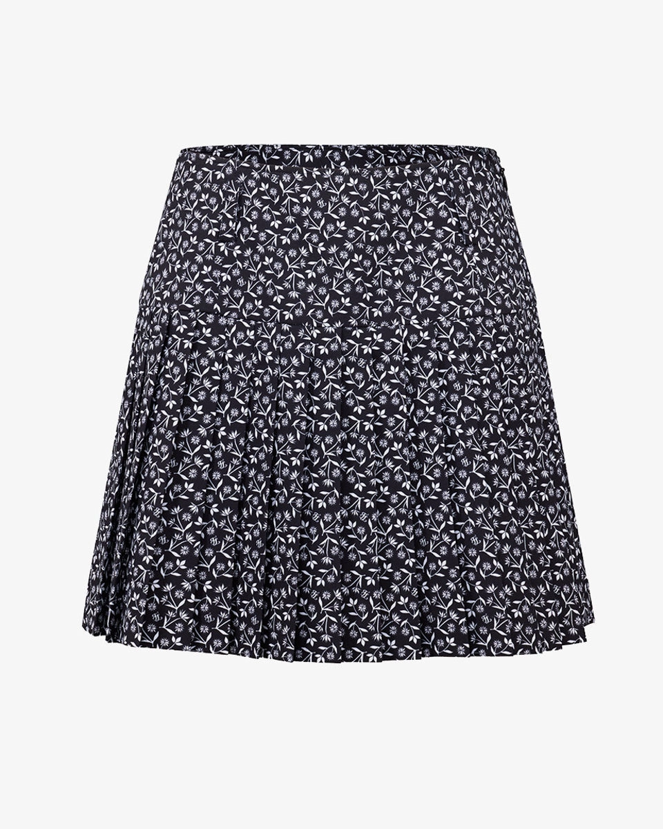 Leg Elongating high waist pattern skirt - Black