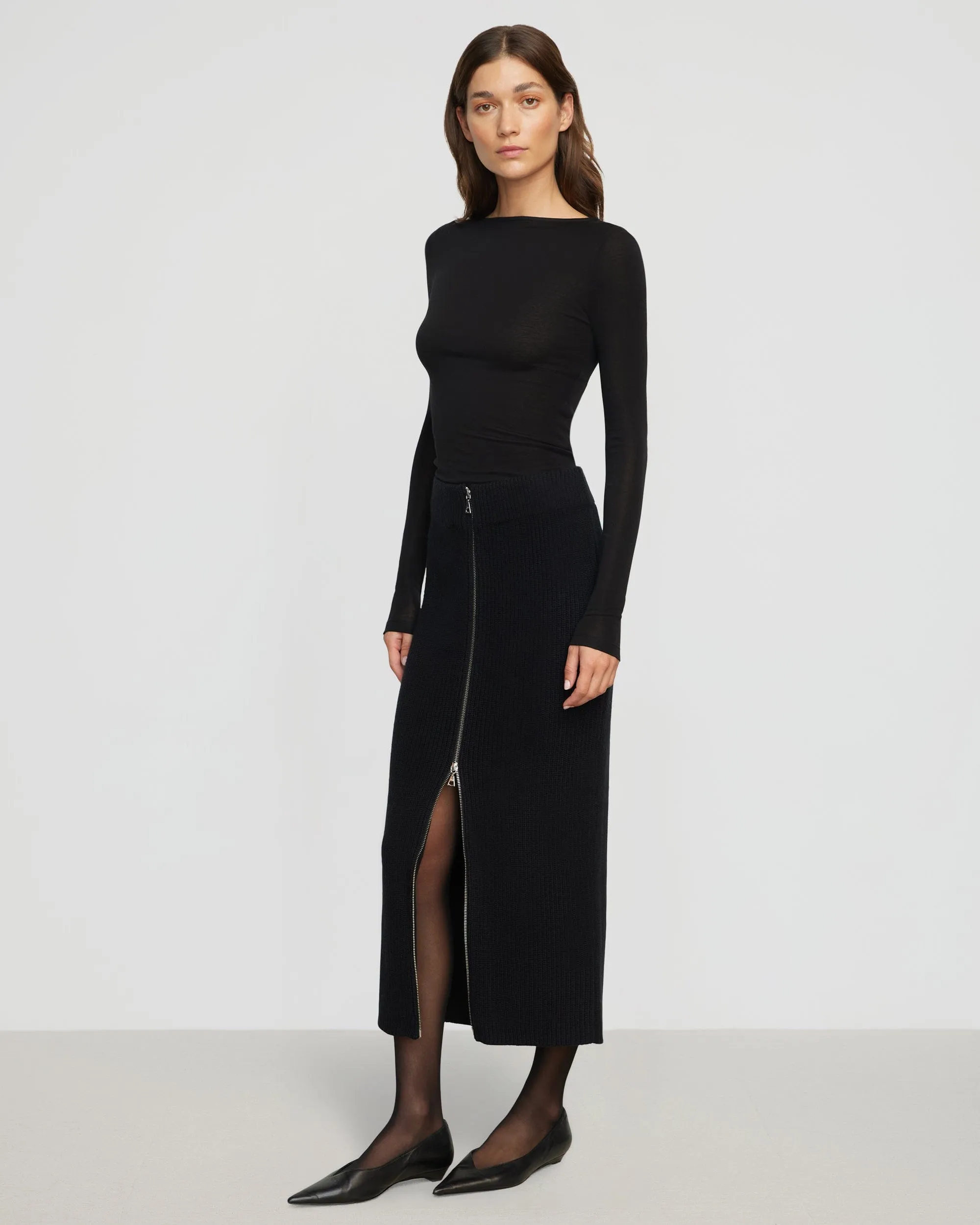 Sutton Front-Zip Sweater Skirt Light Comfort Day Wear