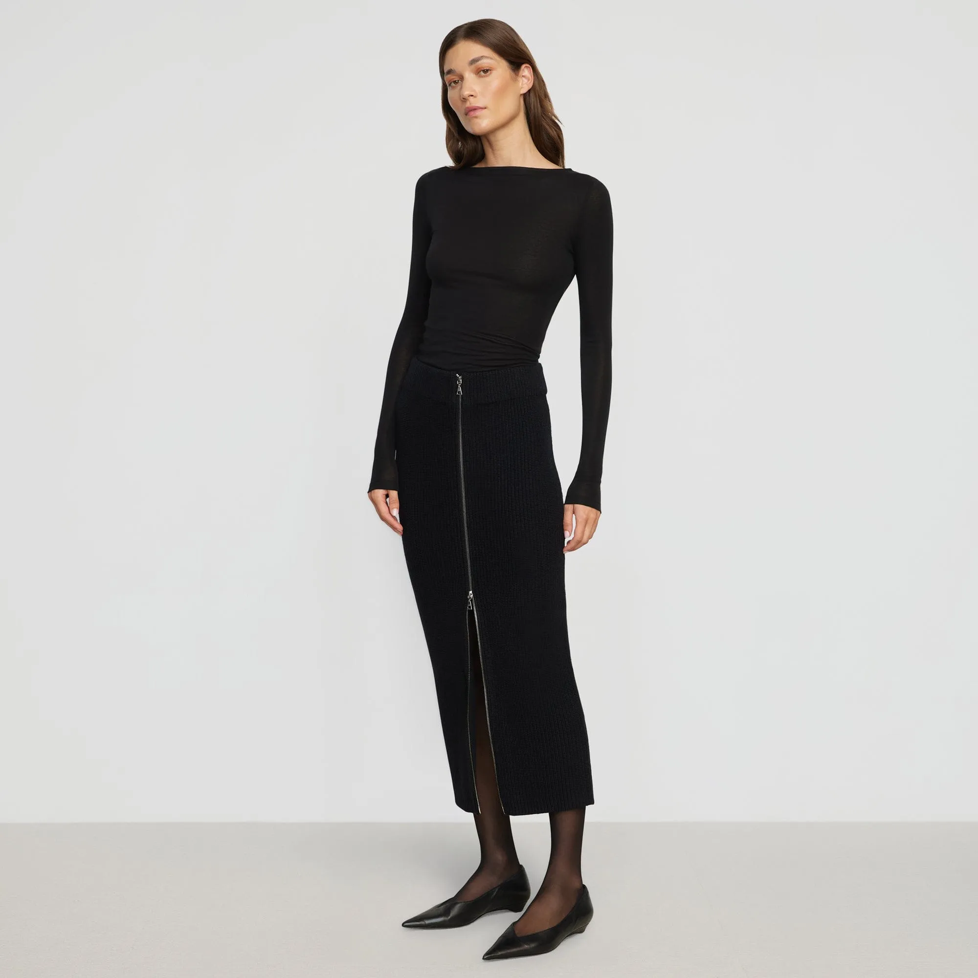 Key Feature Fashion Forward Sutton Front-Zip Sweater Skirt