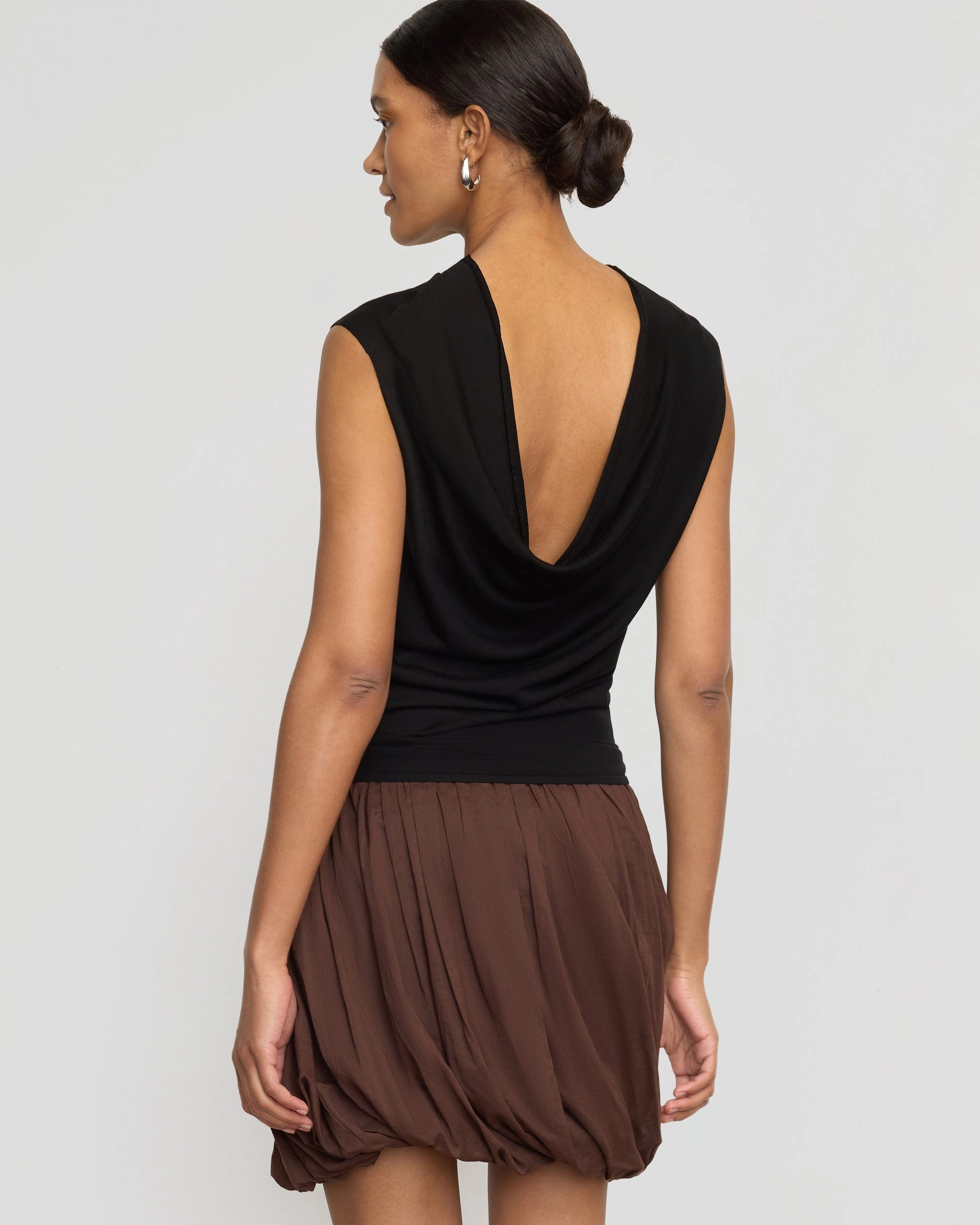 OdorResistant Technology StretchKnit Vallo Semi-Sheer Cowl-Back Knit Blouse