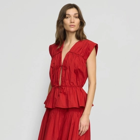 SelfFabric Binding Stretch Fit Neha Tie-Front Organic Cotton Blouse