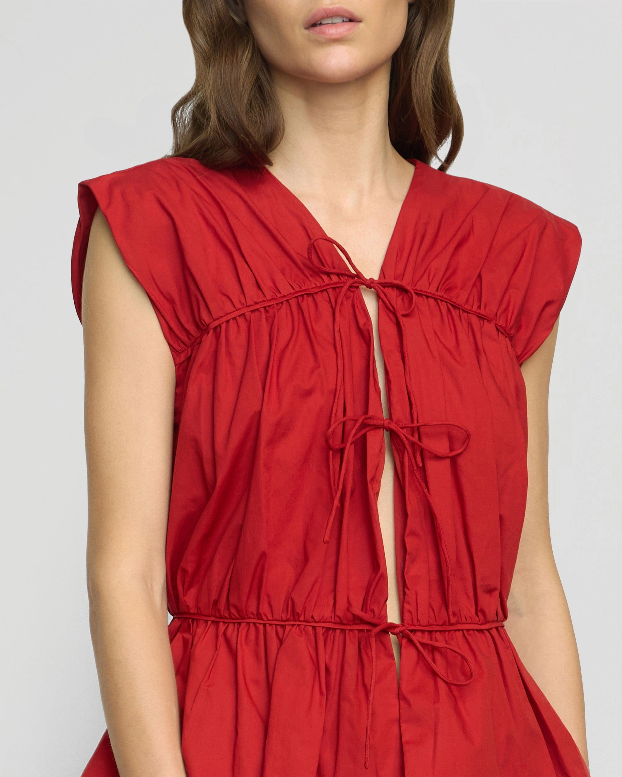 Versatile Base Layer Neha Tie-Front Organic Cotton Blouse