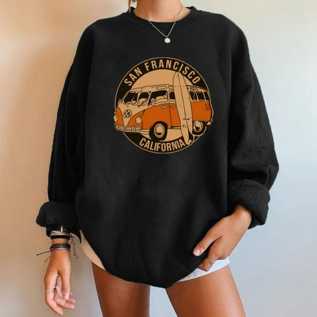 Sweatshirts Vintage Buses Oversized