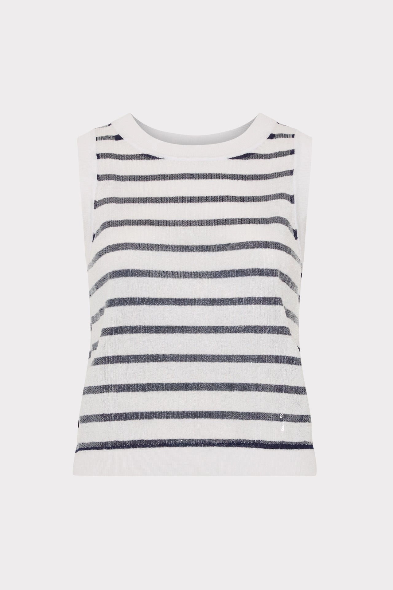 Textured Slub Yarn FourWay Stretch Design Sequin Knit Shell Top