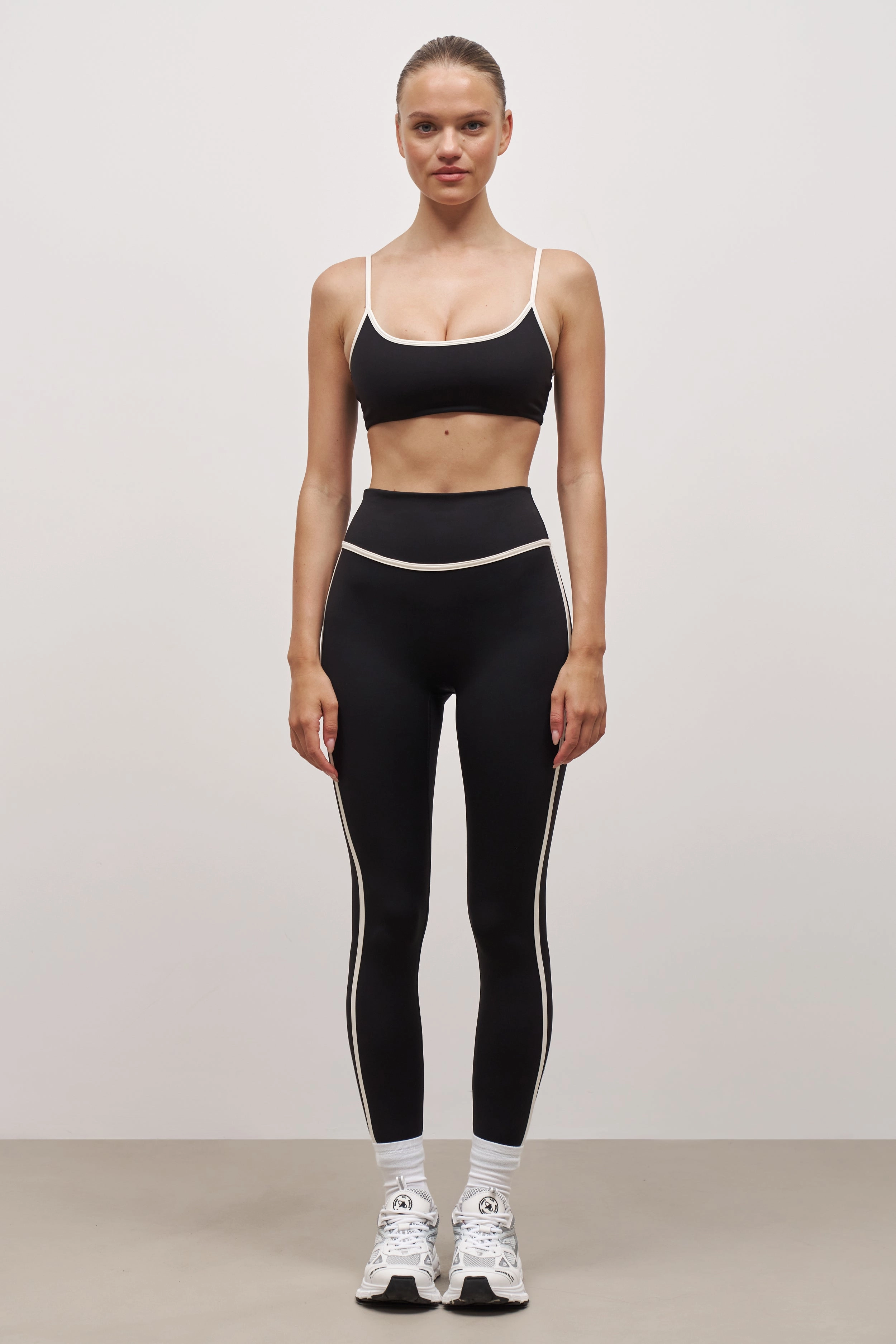 Base Contrast Trim Cami Bra - Black/Tofu Tunic top