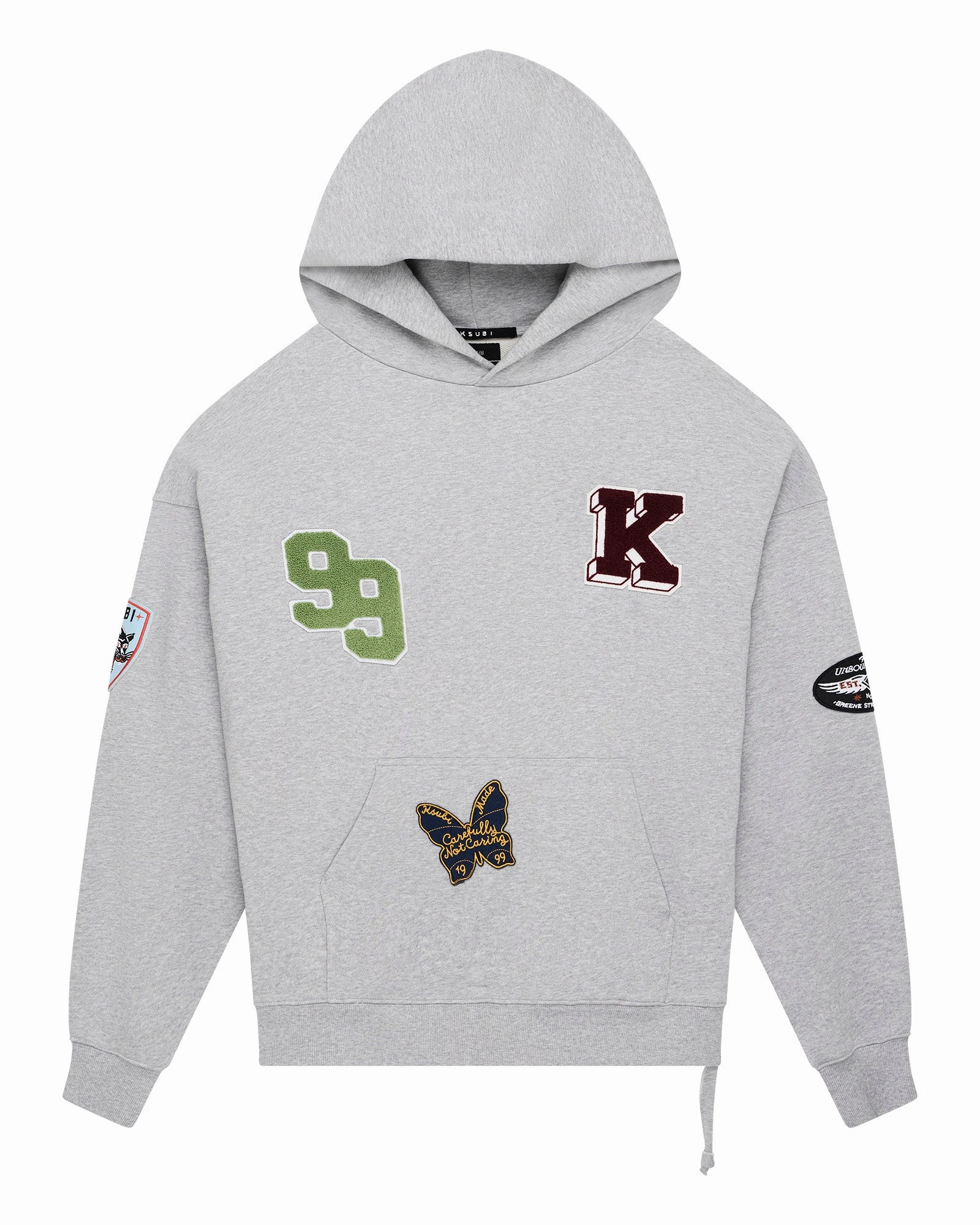 PATCHED EKCESS HOODIE GREY MARLE DoubleStitching