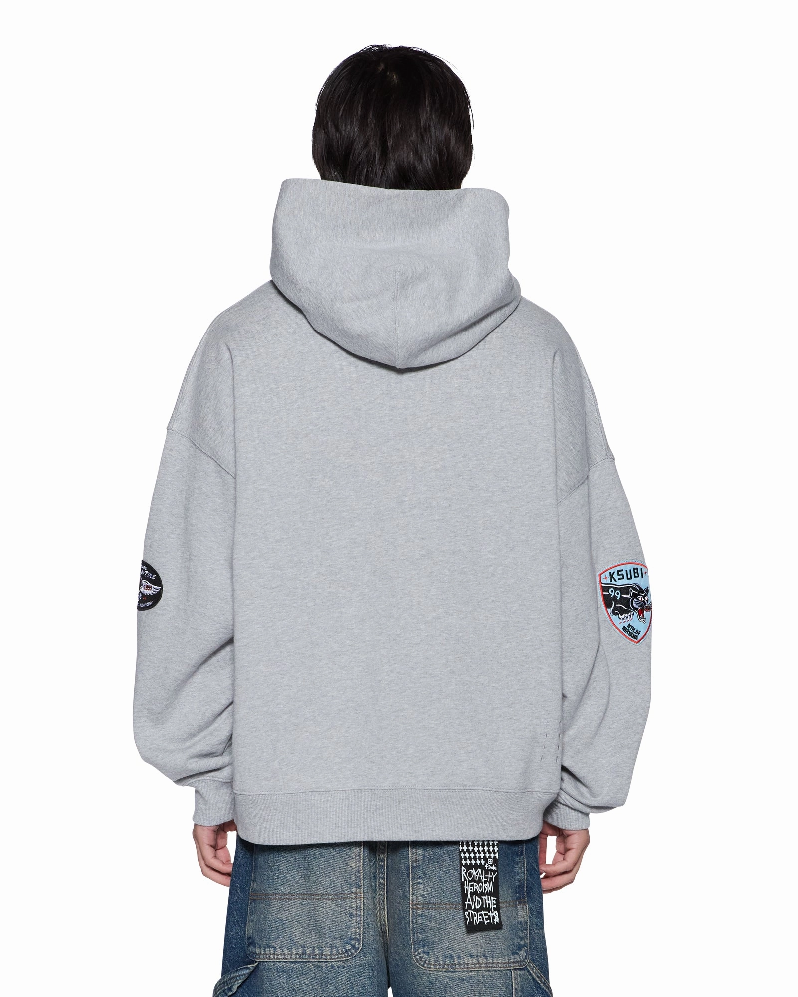 Quick Dry Performance UPF Protective Fabric PATCHED EKCESS HOODIE GREY MARLE