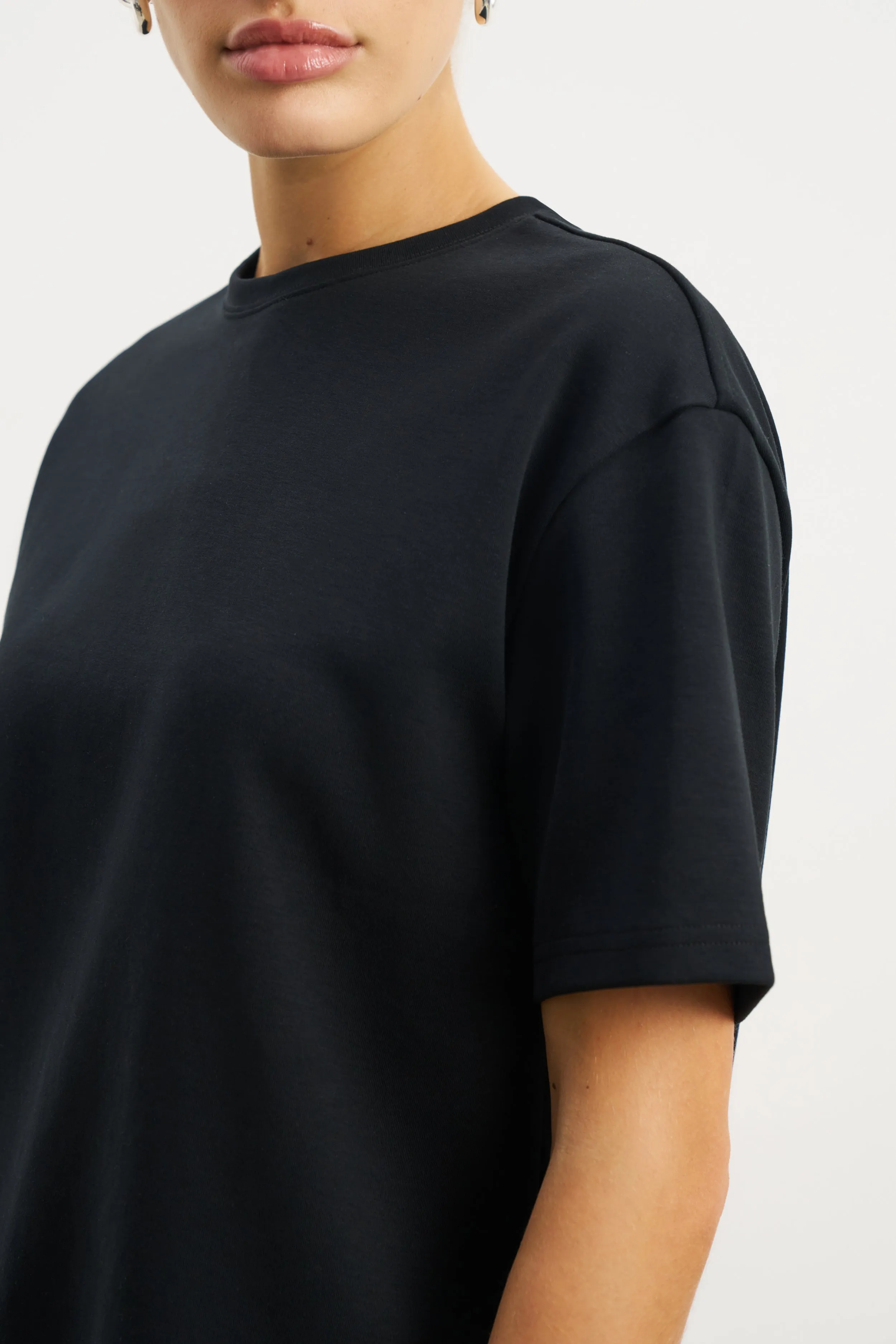 Layered Ventilation Zones Oversized T Shirt - Black