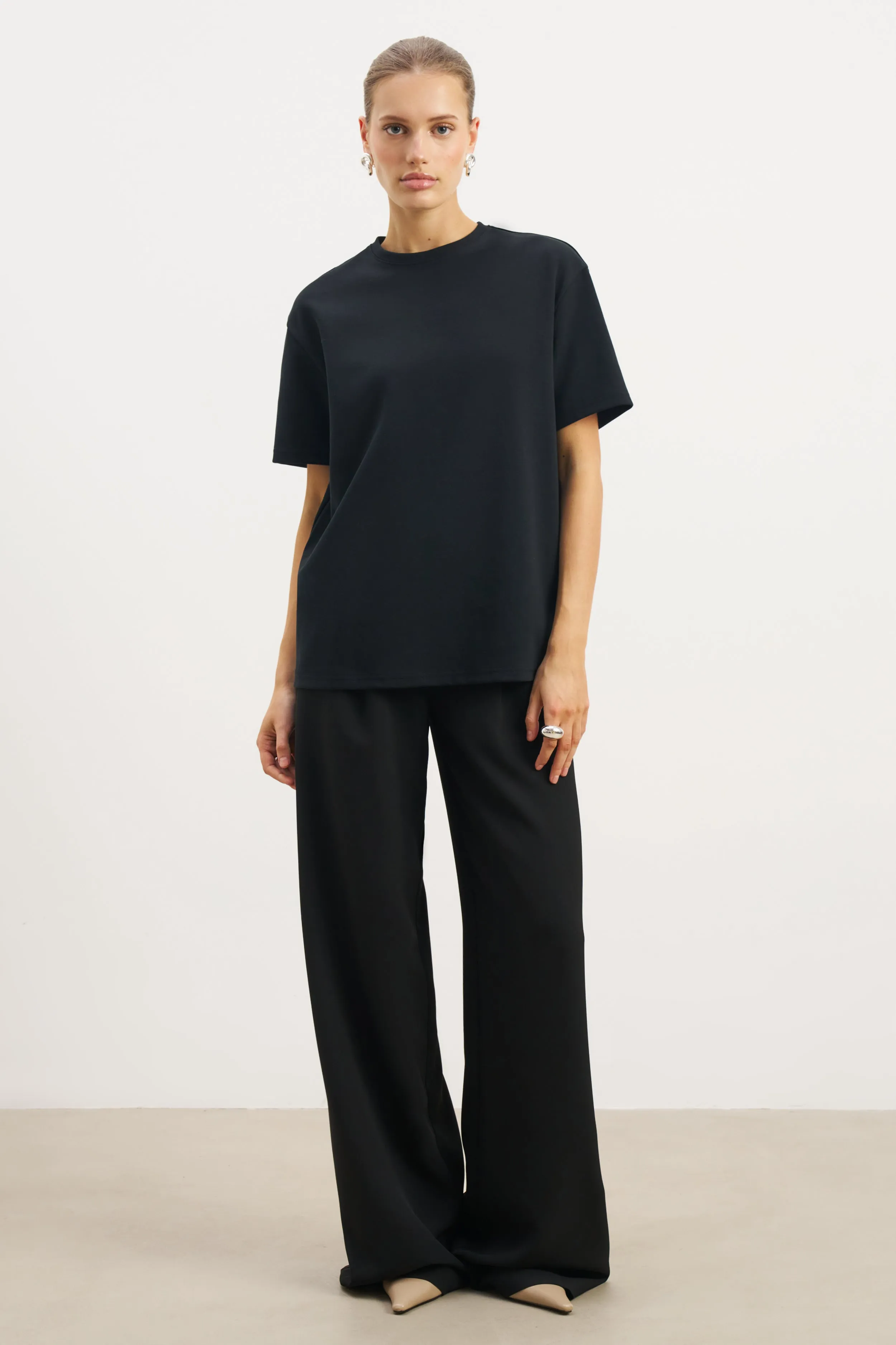 Oversized T Shirt - Black Quick Dry Material