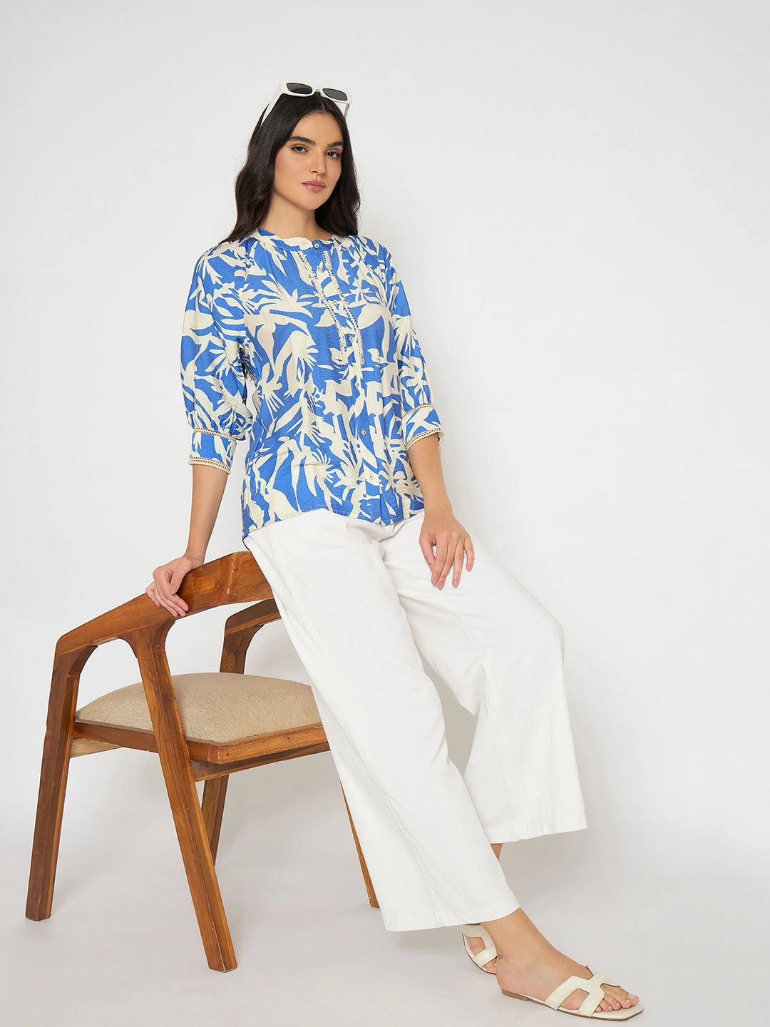 Madame Wide Leg White Rayon Blend Trousers Sporty T-shirt UltraFineMesh