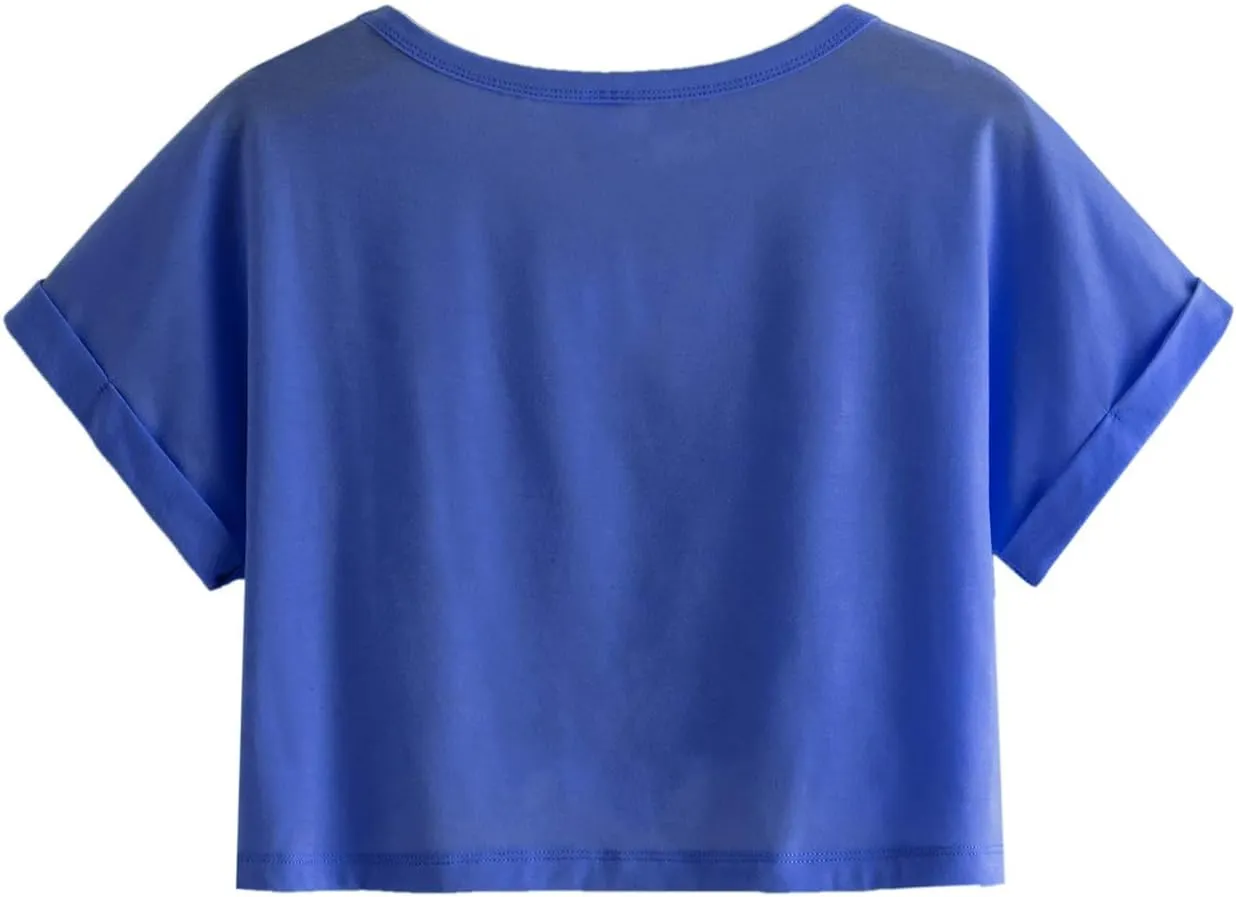 SweatyRocks Women's Short Sleeve Tie Dye Crop Top Crew Neck Casual T Shirts