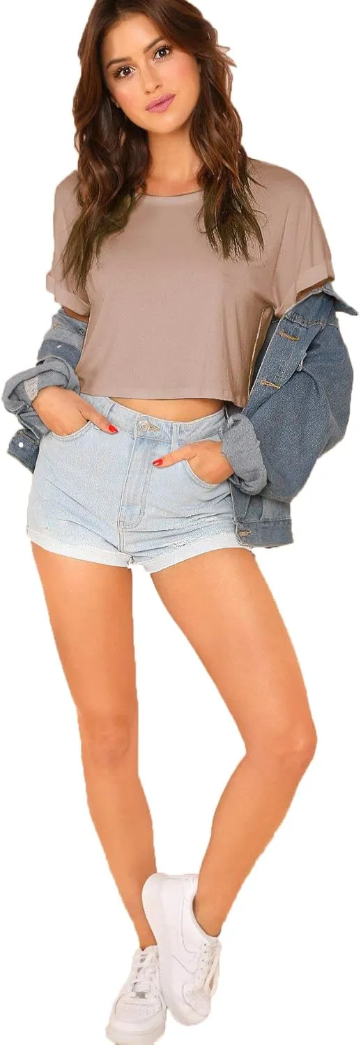SweatyRocks Women's Short Sleeve Tie Dye Crop Top Crew Neck Casual T Shirts