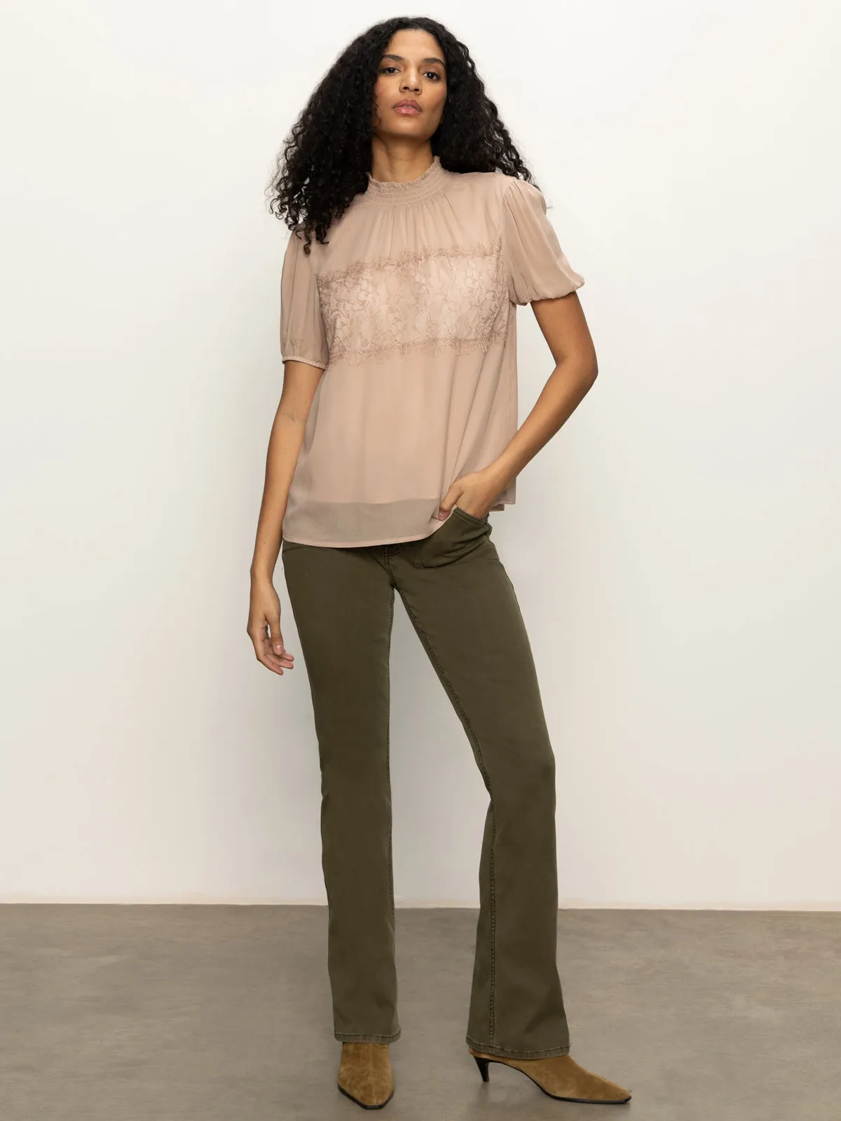 Sweet Romance Lace Top Fawn Leather combination