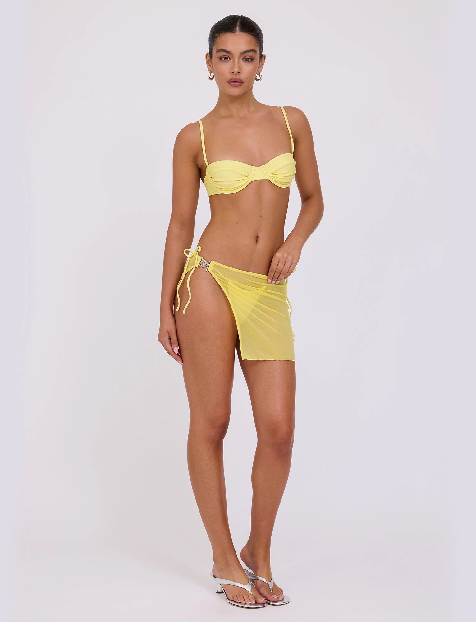 Poolside CYNTHIA MINI MESH SKIRT - YELLOW : PALE YELLOW