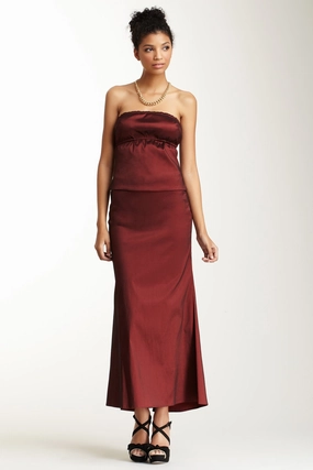 Taffeta Back Rouched Skirt - Rouge Smooth Cut Fashion Mood