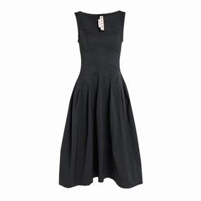 Smooth Design Chic Waist Taffeta Midi Dress