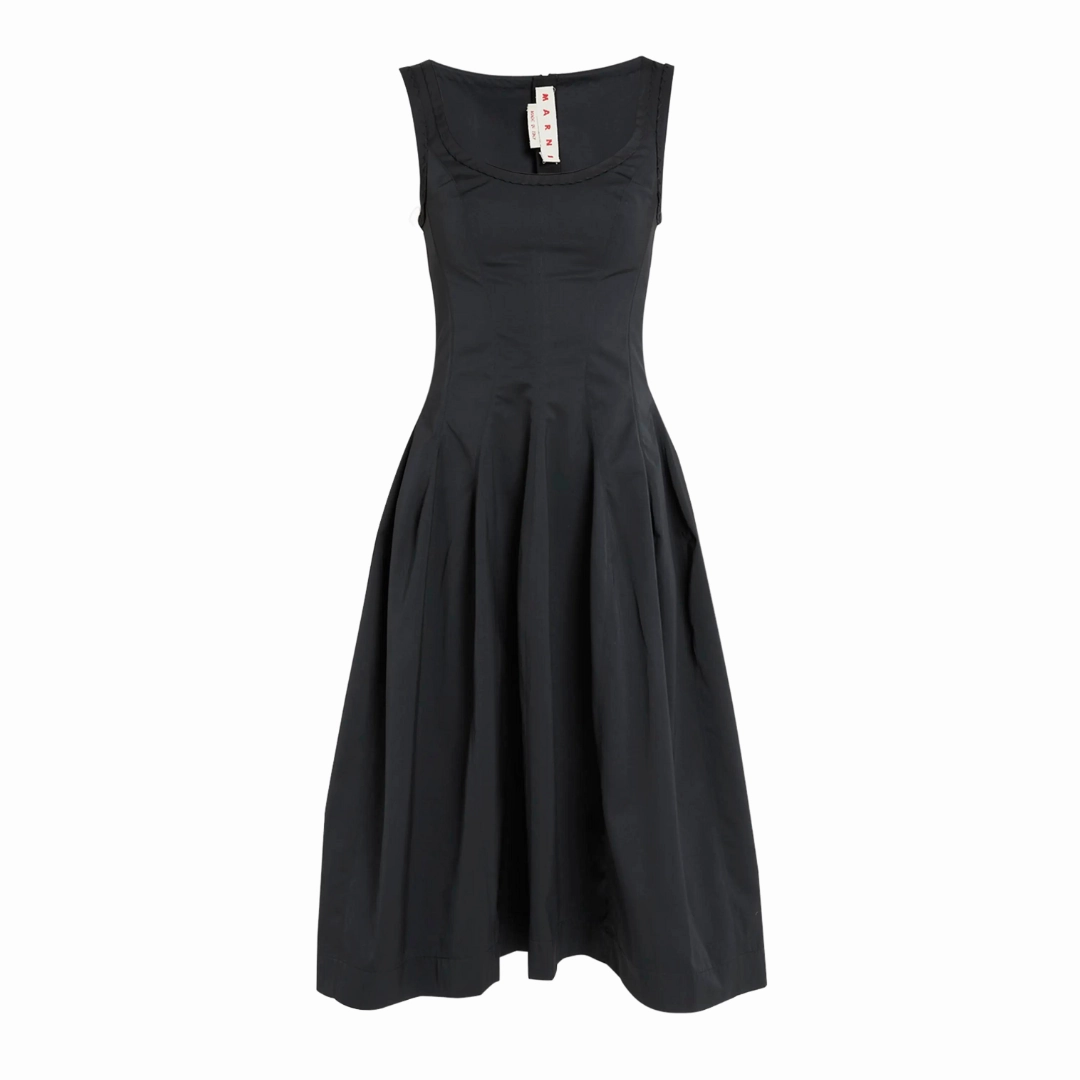 Smooth Design Chic Waist Taffeta Midi Dress