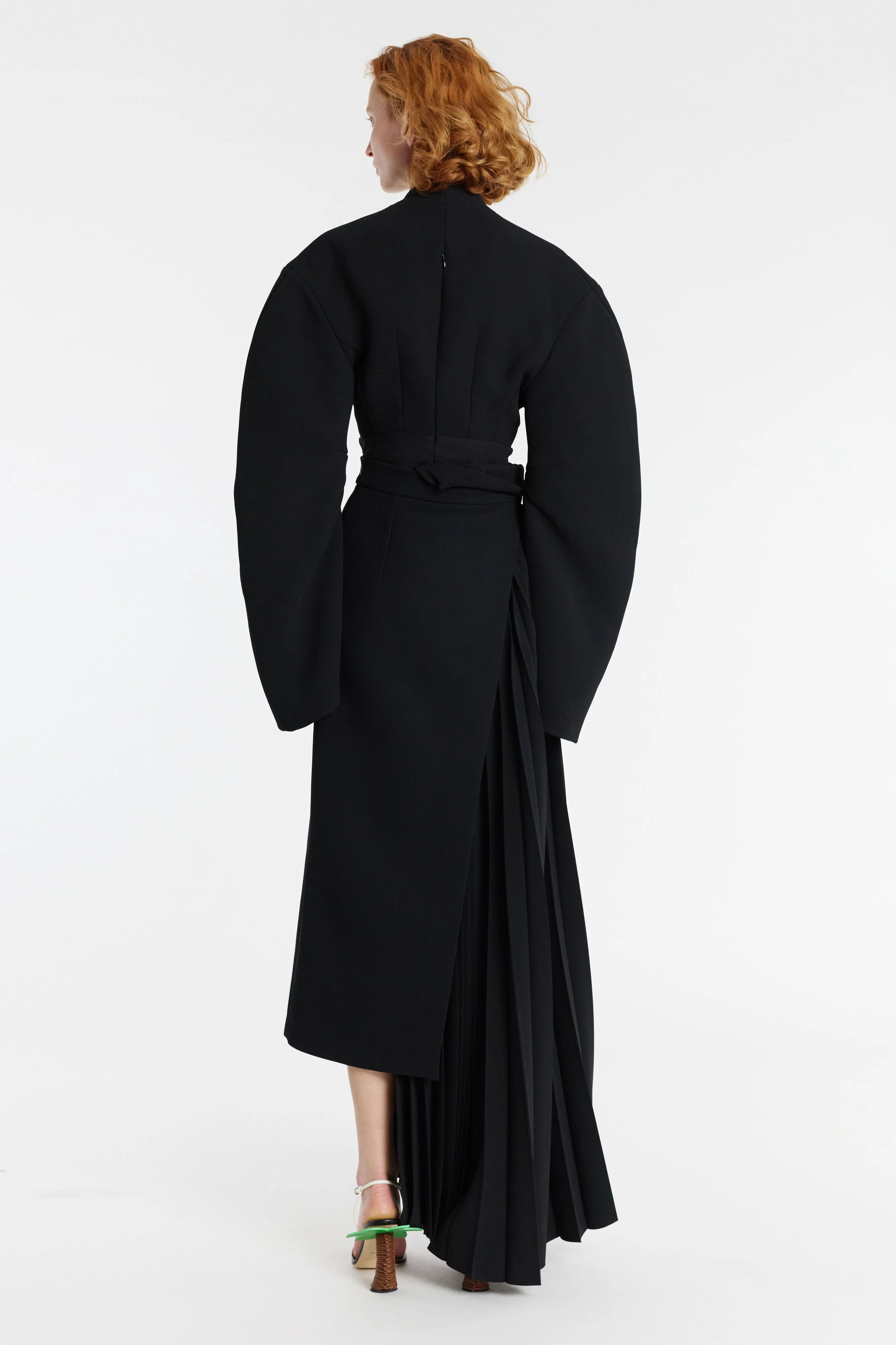 Handmade Quality Skirt With Pleated Insert Black