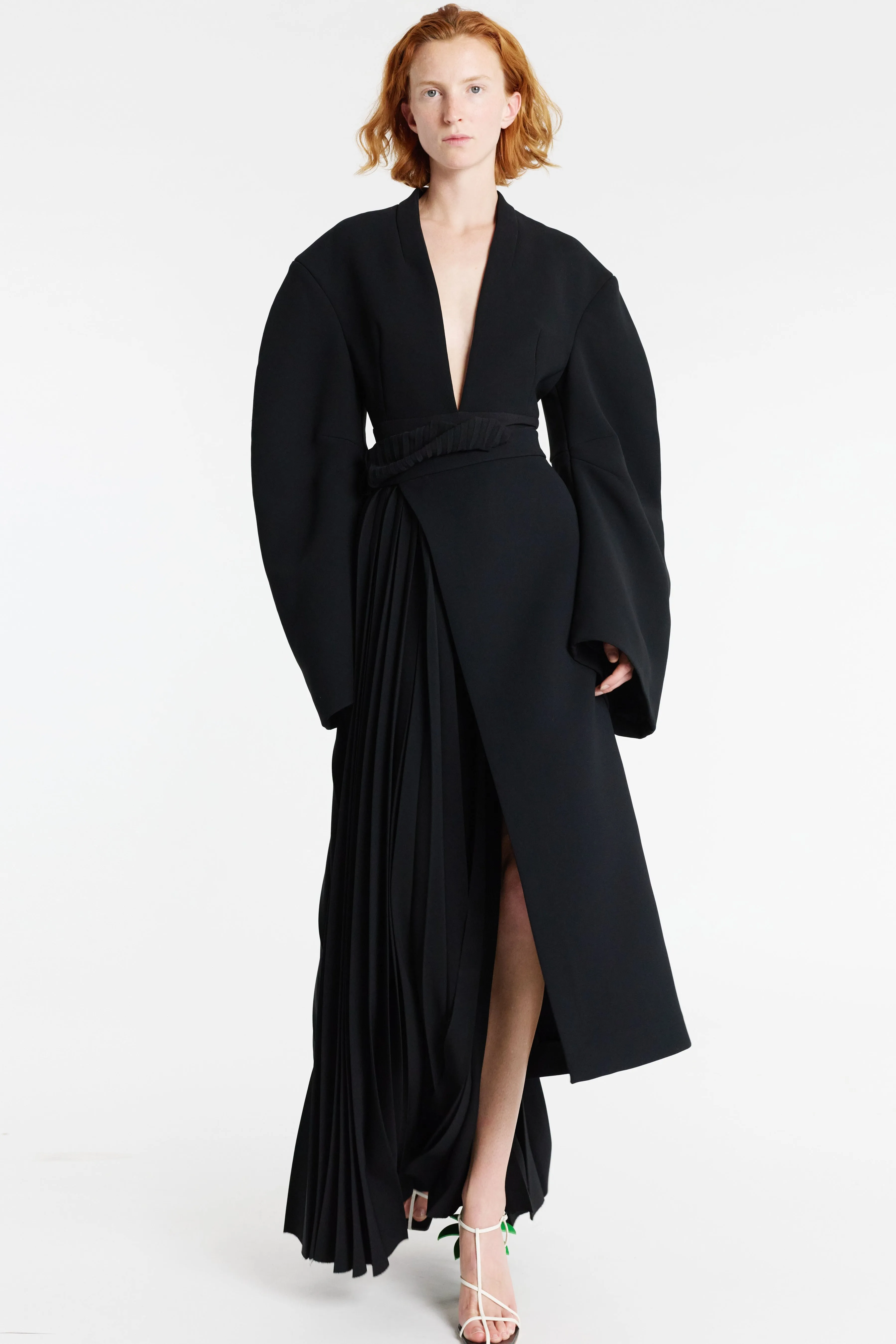 Skirt With Pleated Insert Black Ankle length