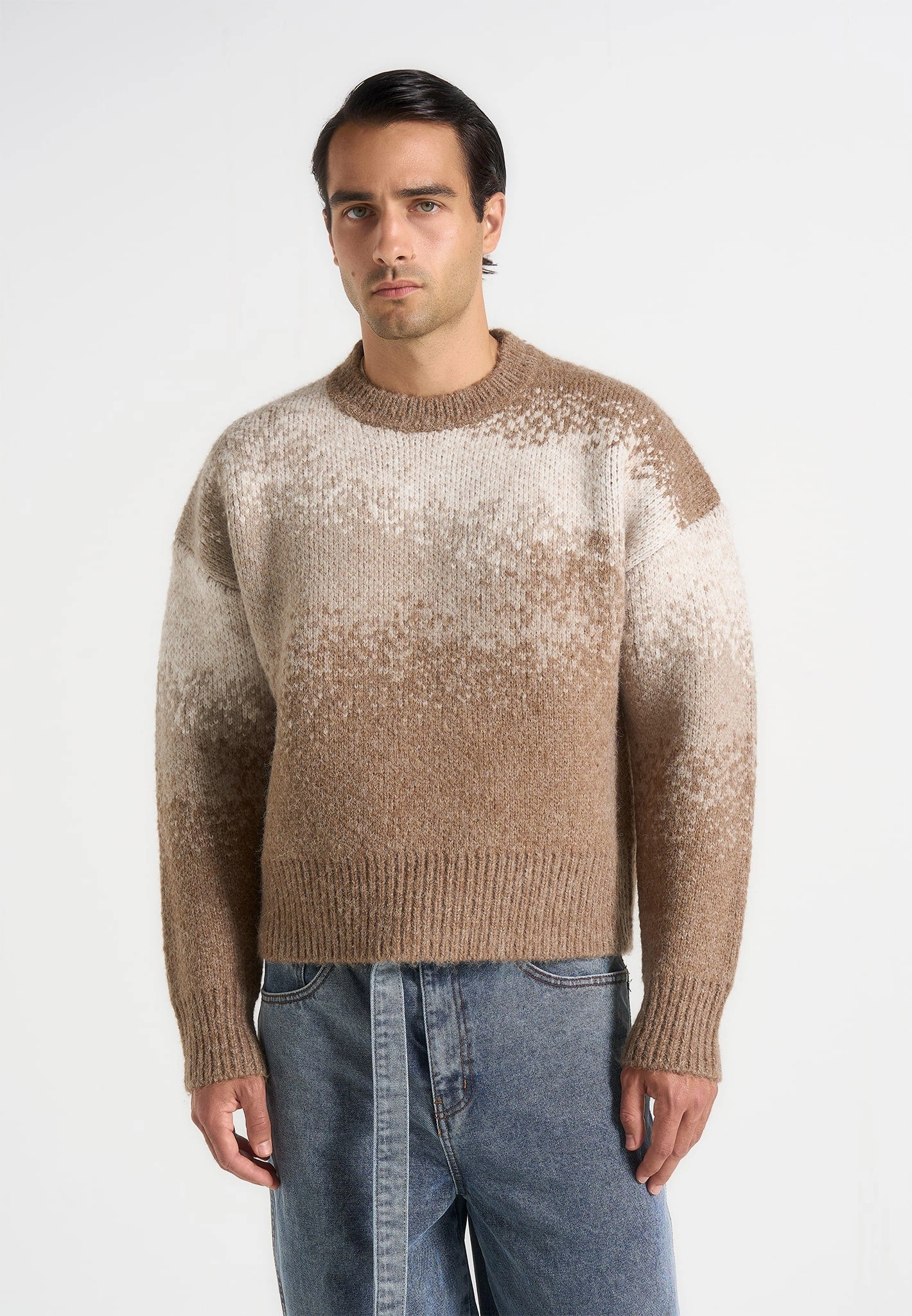 Warm Touch Essential Wear Yani - Ombr?? Wool Crewneck Sweater - Beige