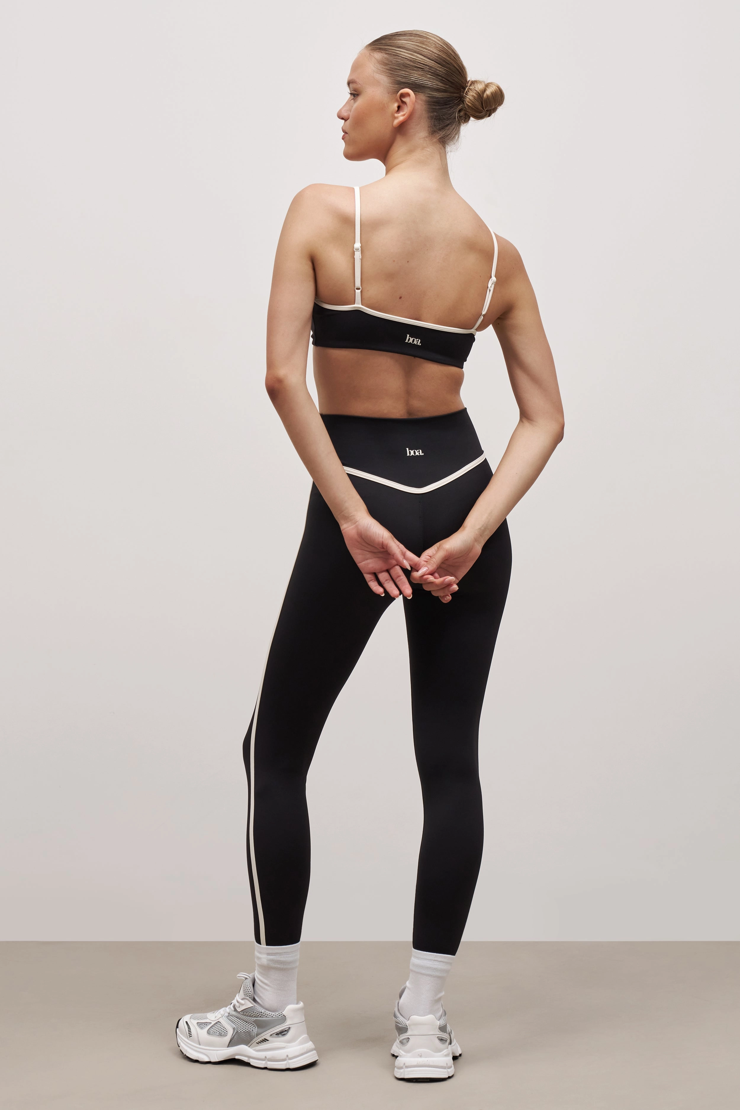 MultiPurposeUtility Snag Proof Weave Base Contrast Trim Leggings - Black/Tofu