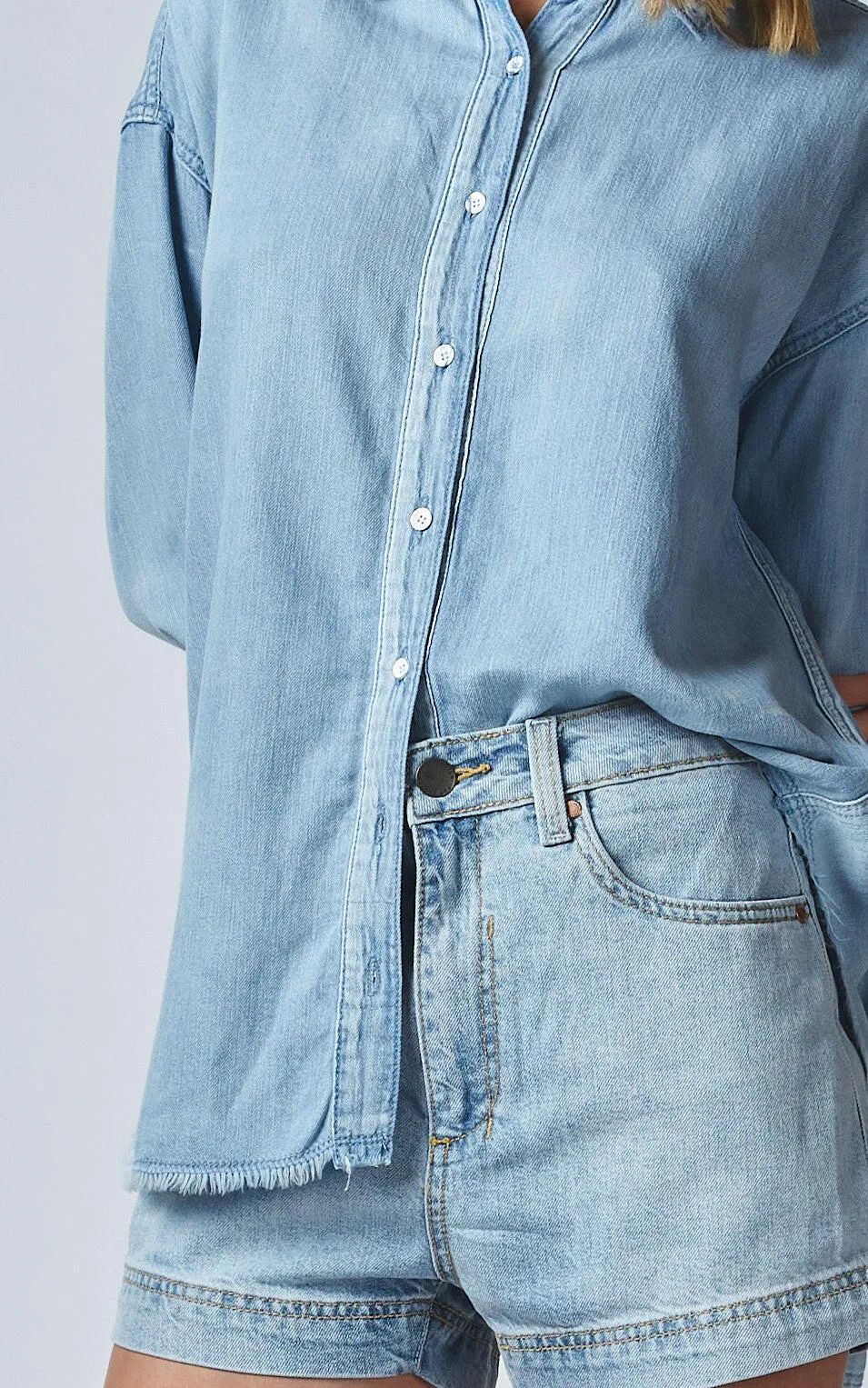 Tahiti Blue Linen Denim Shirt