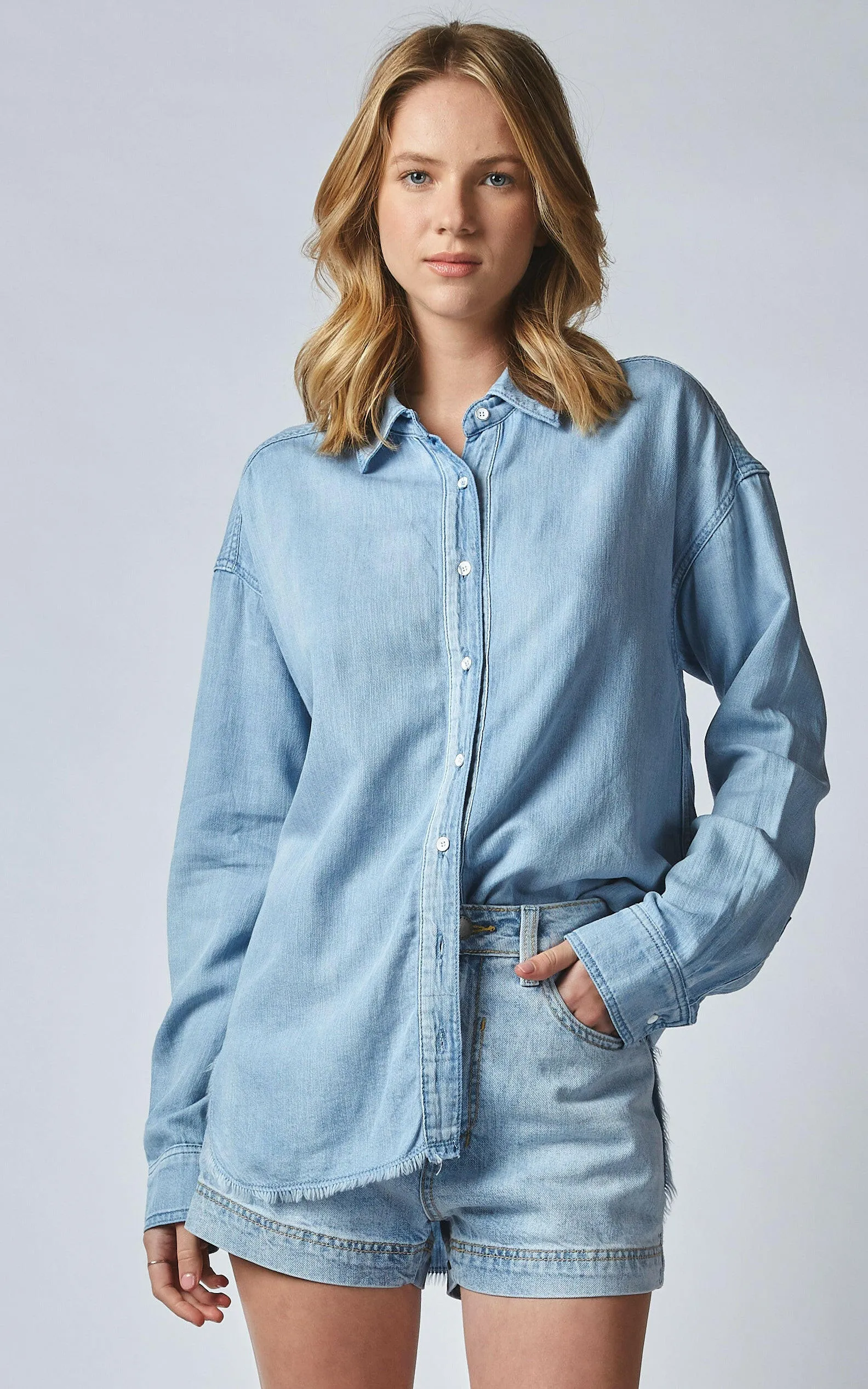 Tahiti Blue Linen Denim Shirt