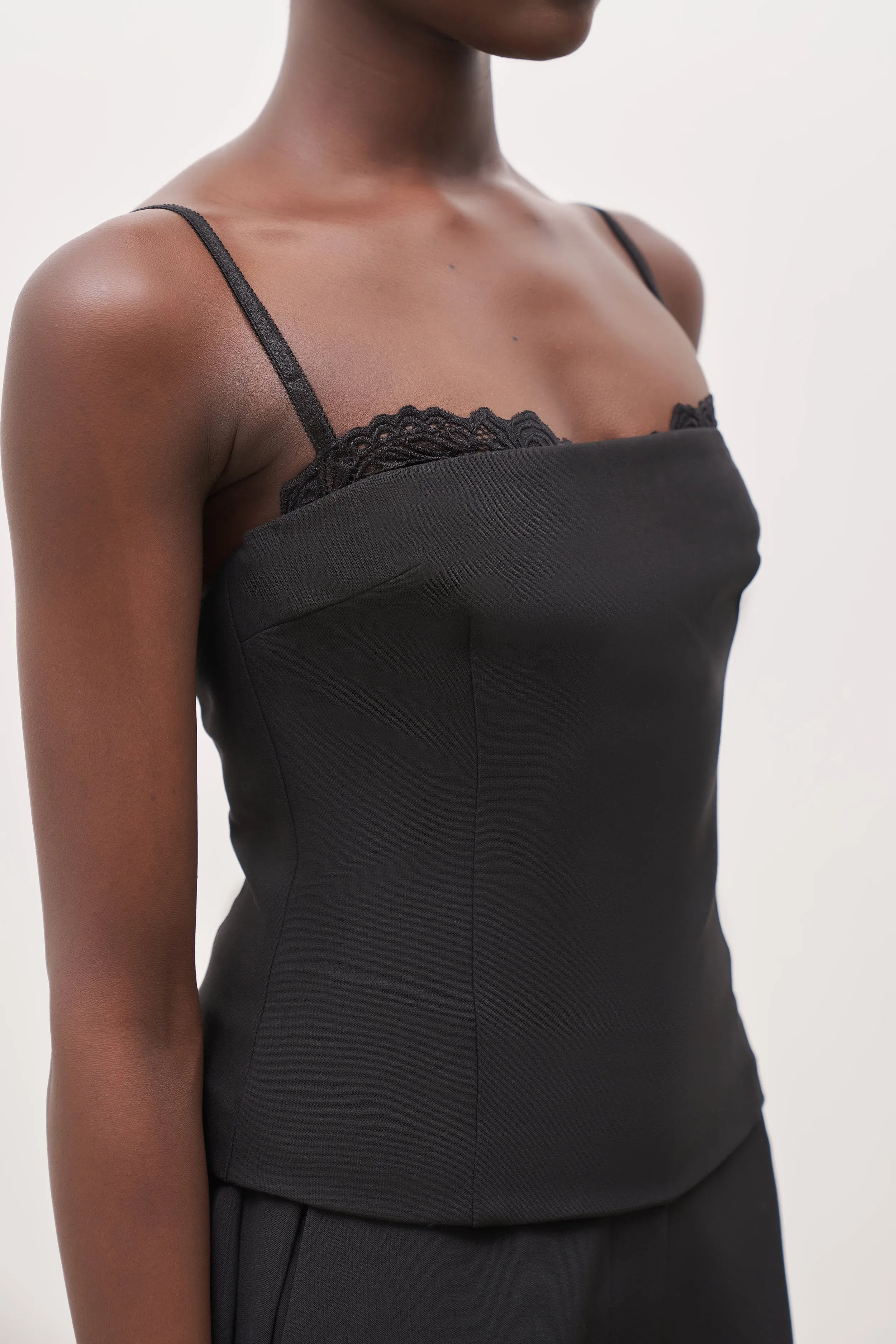 Tailored Bra Detail Bustier - Black Yarn Dyed Pattern Cloth NonRestrictive Cut