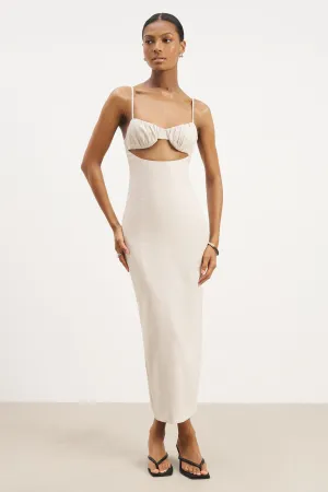 Timeless Layering Tailored Linen Bustier Maxi Dress - Birch