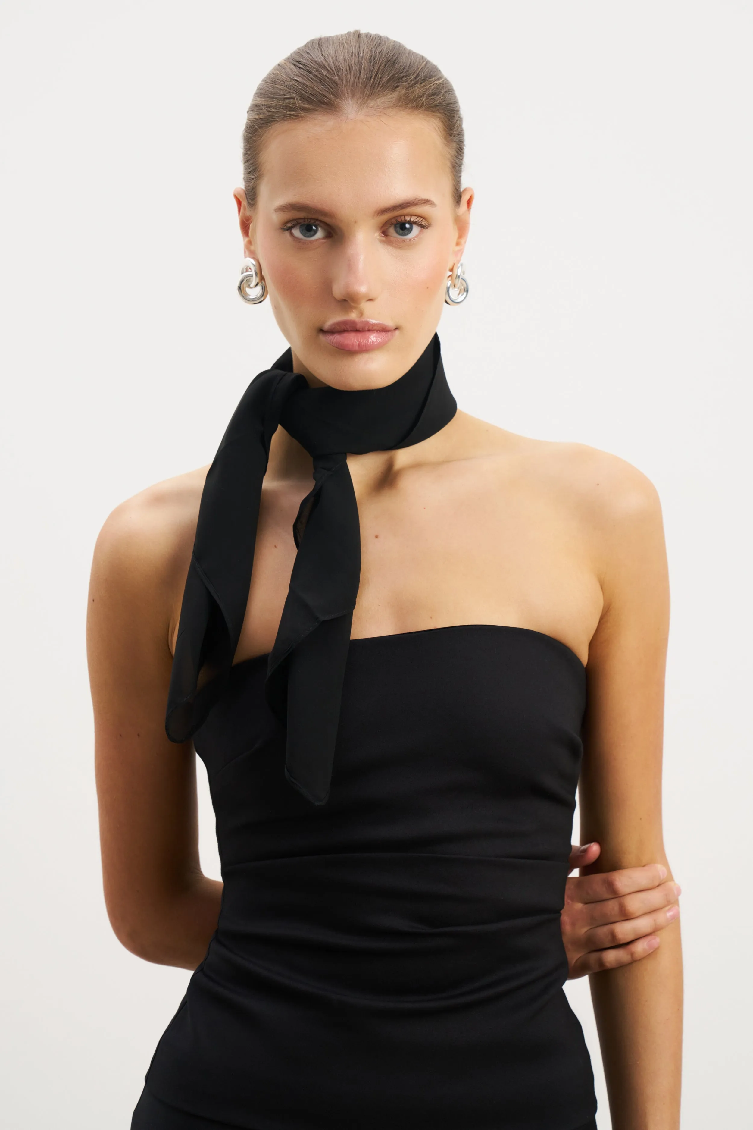 Ultra Soft Handfeel Tailored Ruched Bodice - Black