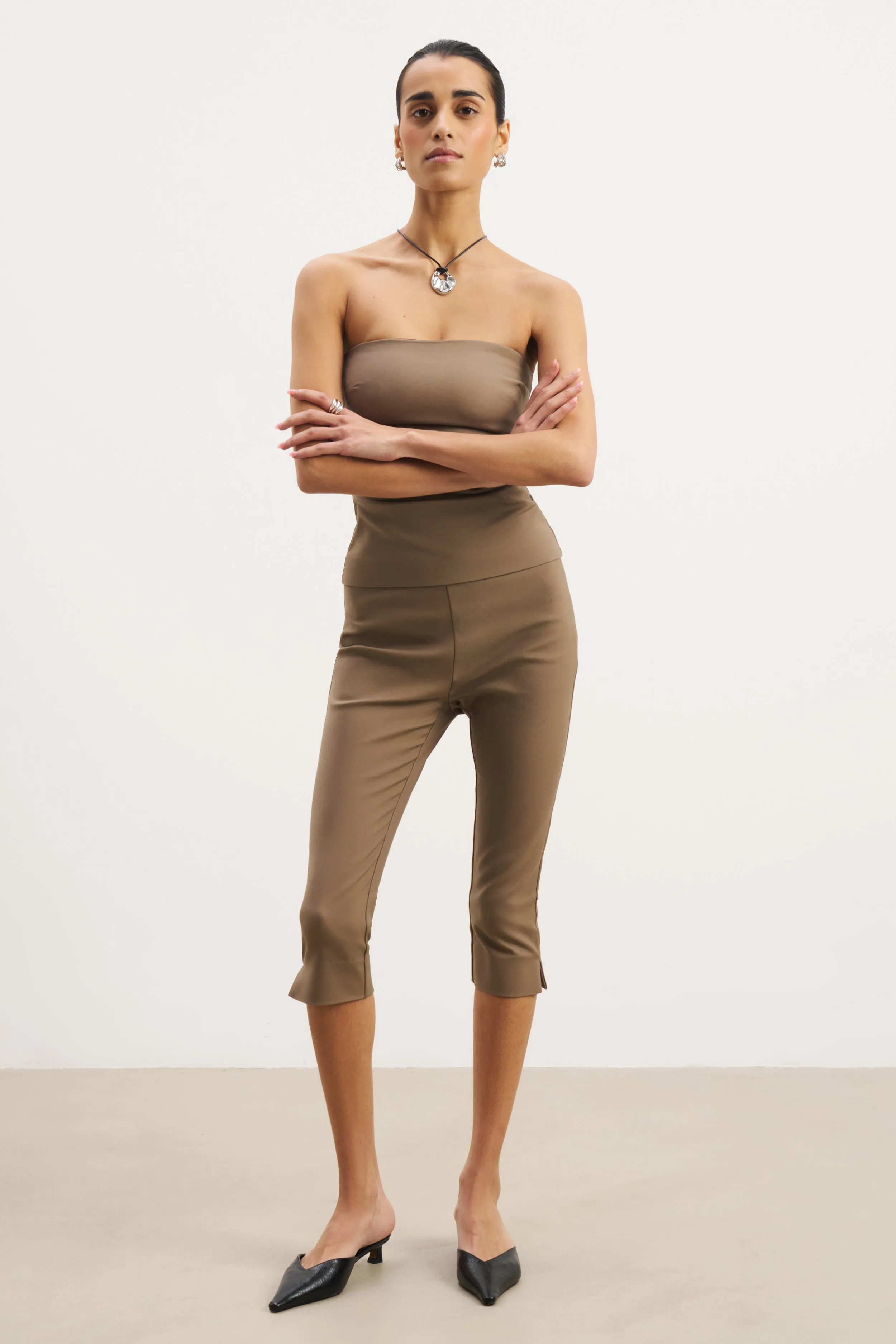 BambooBlend StretchFabric Tailored Ruched Bodice - Latte