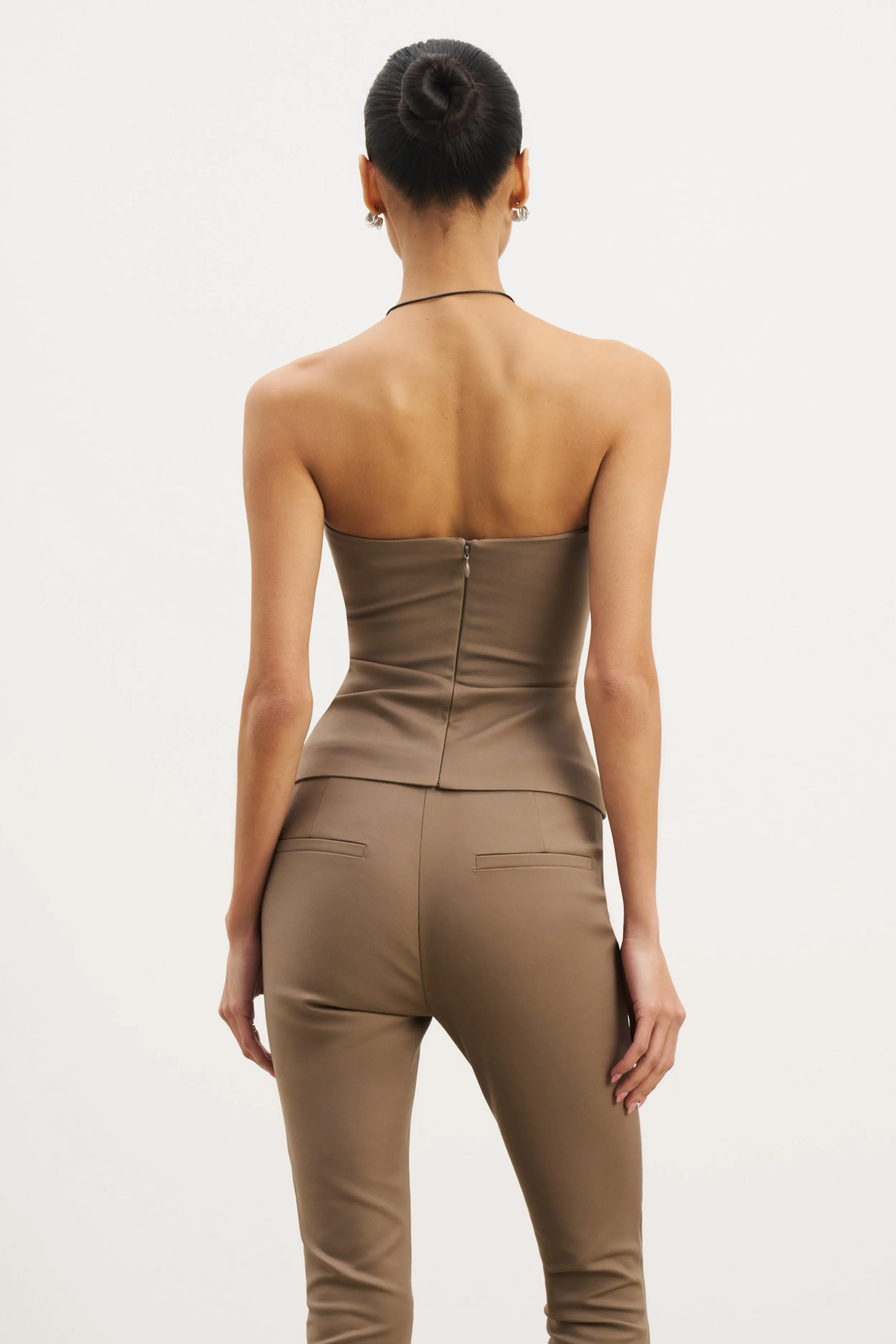 Tailored Ruched Bodice - Latte LayeredDurability Tagless Neckline