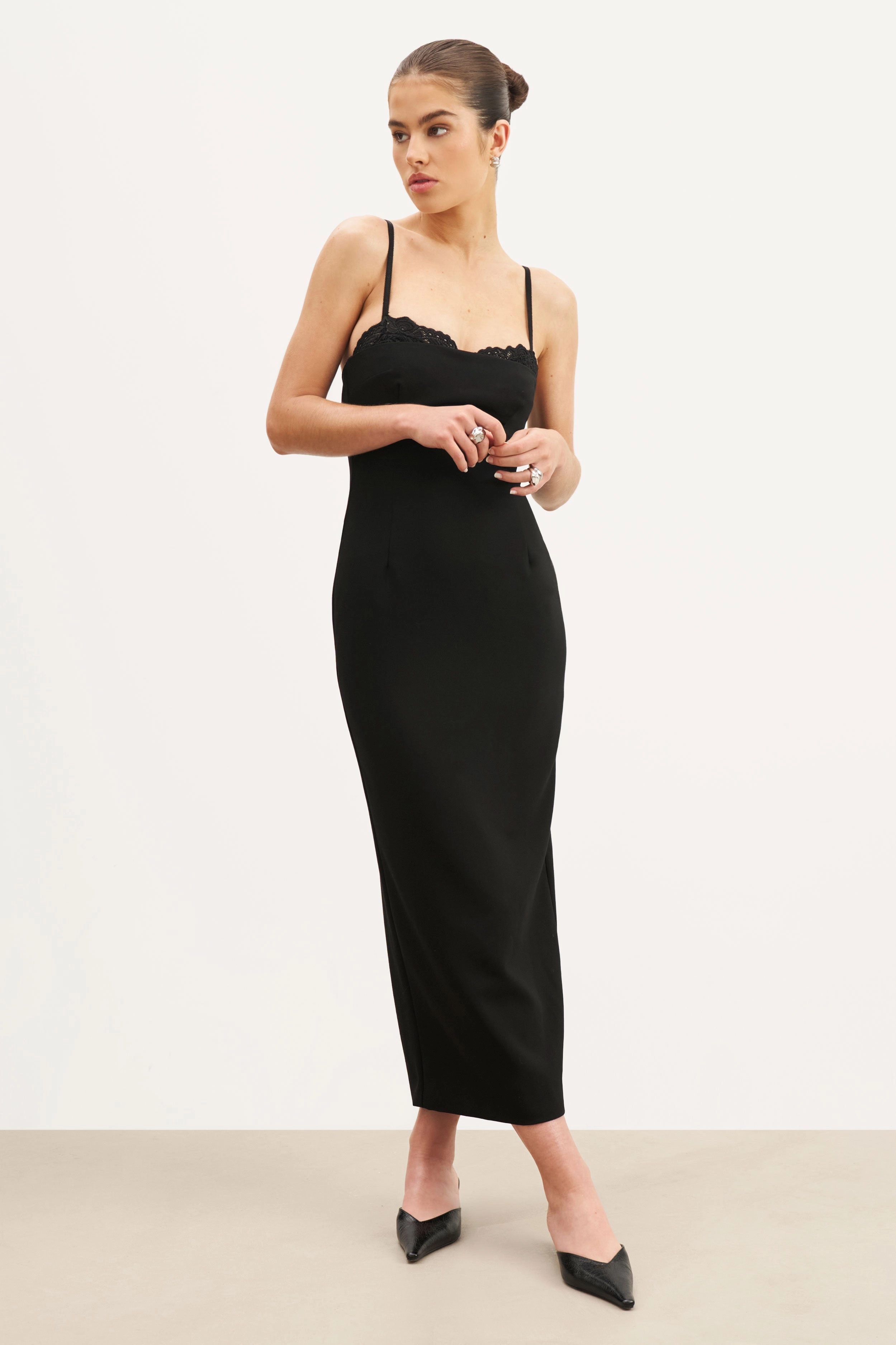 Silky Form Perfect Wearable Tailored Bustier Maxi Dress - Black