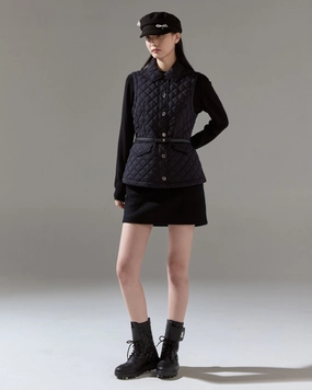 Quilted slim flare vest - Black On The Go