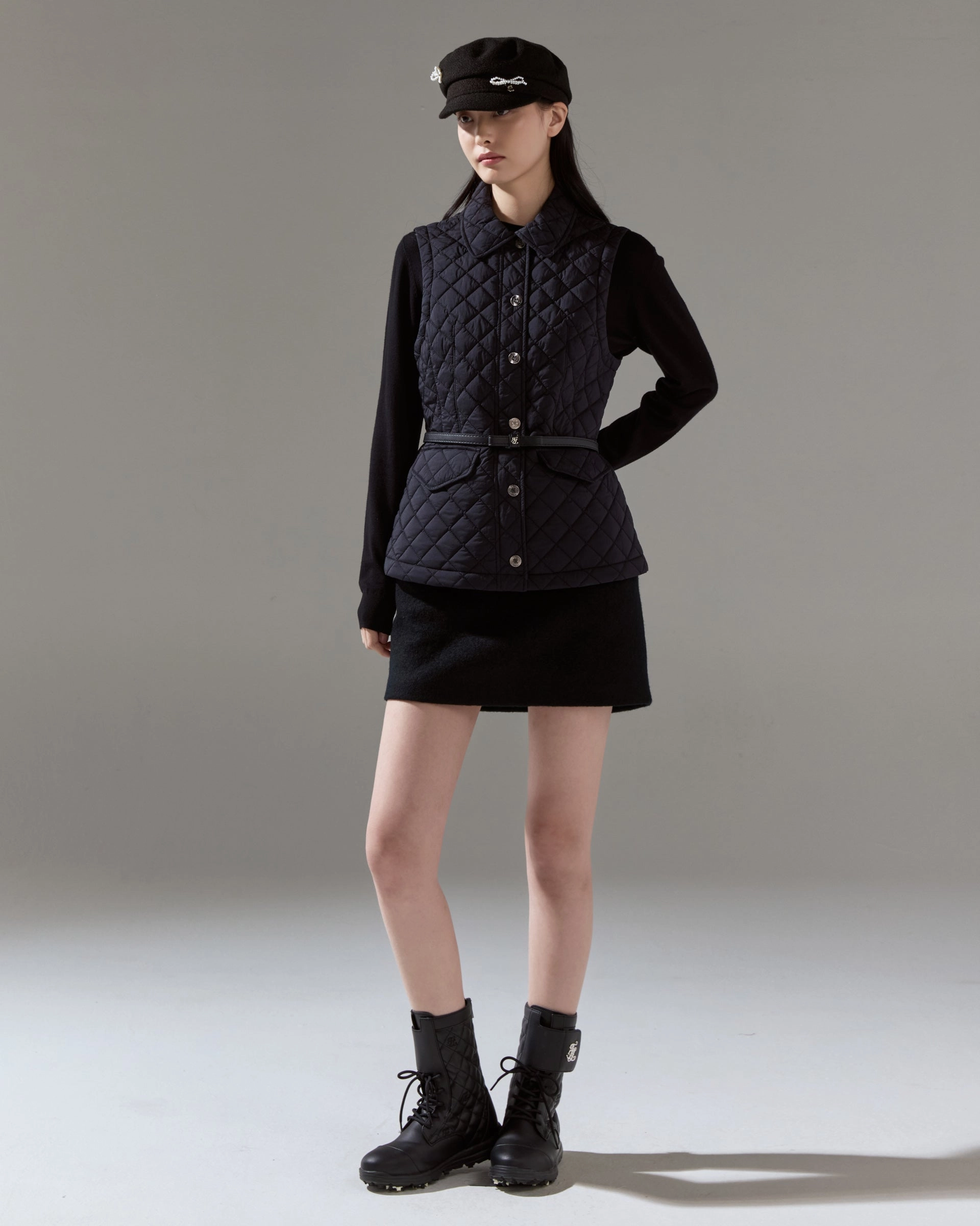 Quilted slim flare vest - Black On The Go