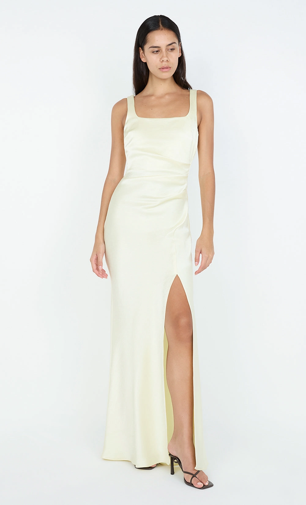 Event Safe Elegant Flow THE DREAMER SQUARE NECK DRESS - ICE YELLOW