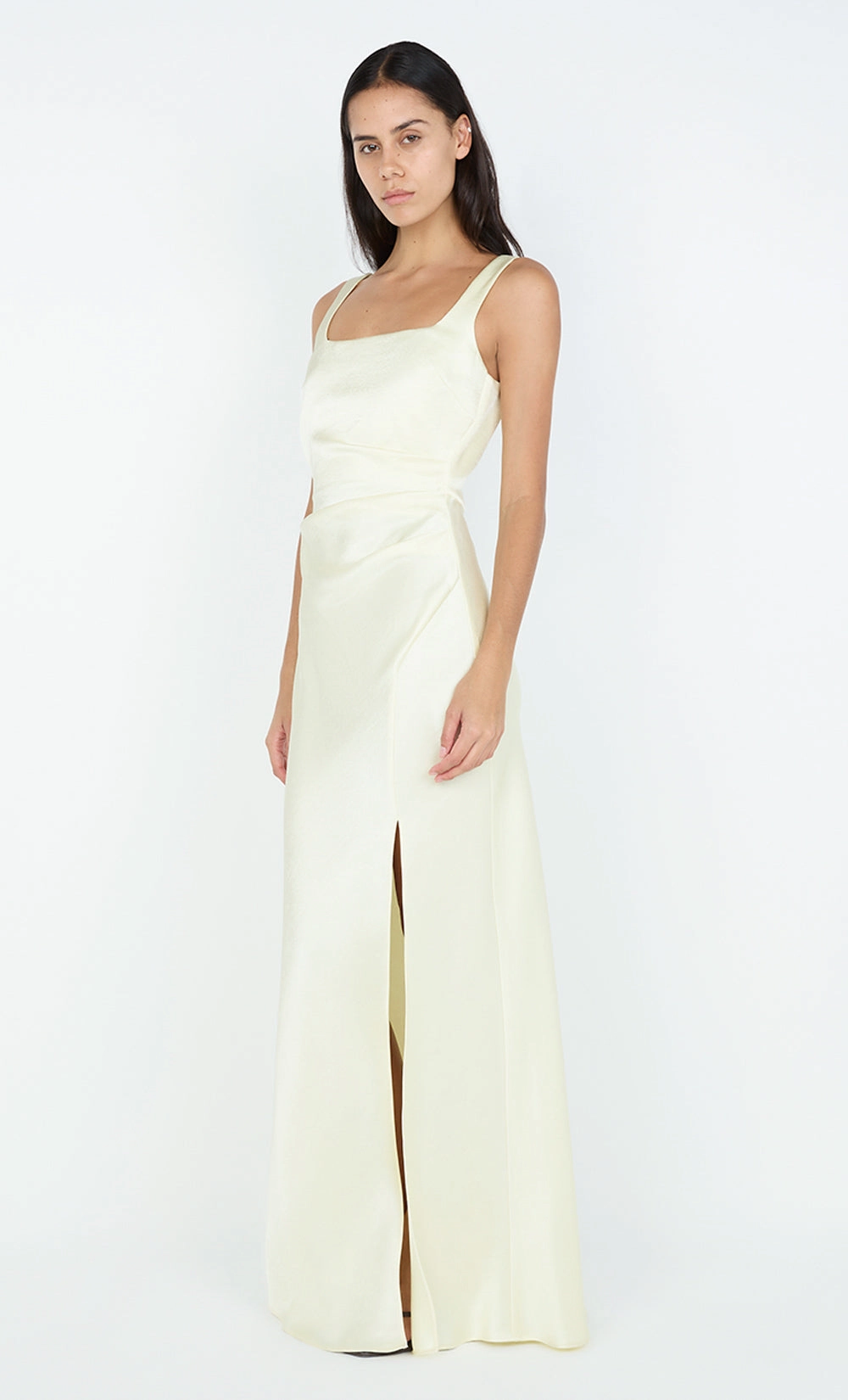 THE DREAMER SQUARE NECK DRESS - ICE YELLOW Timeless Fit Tie-Detail