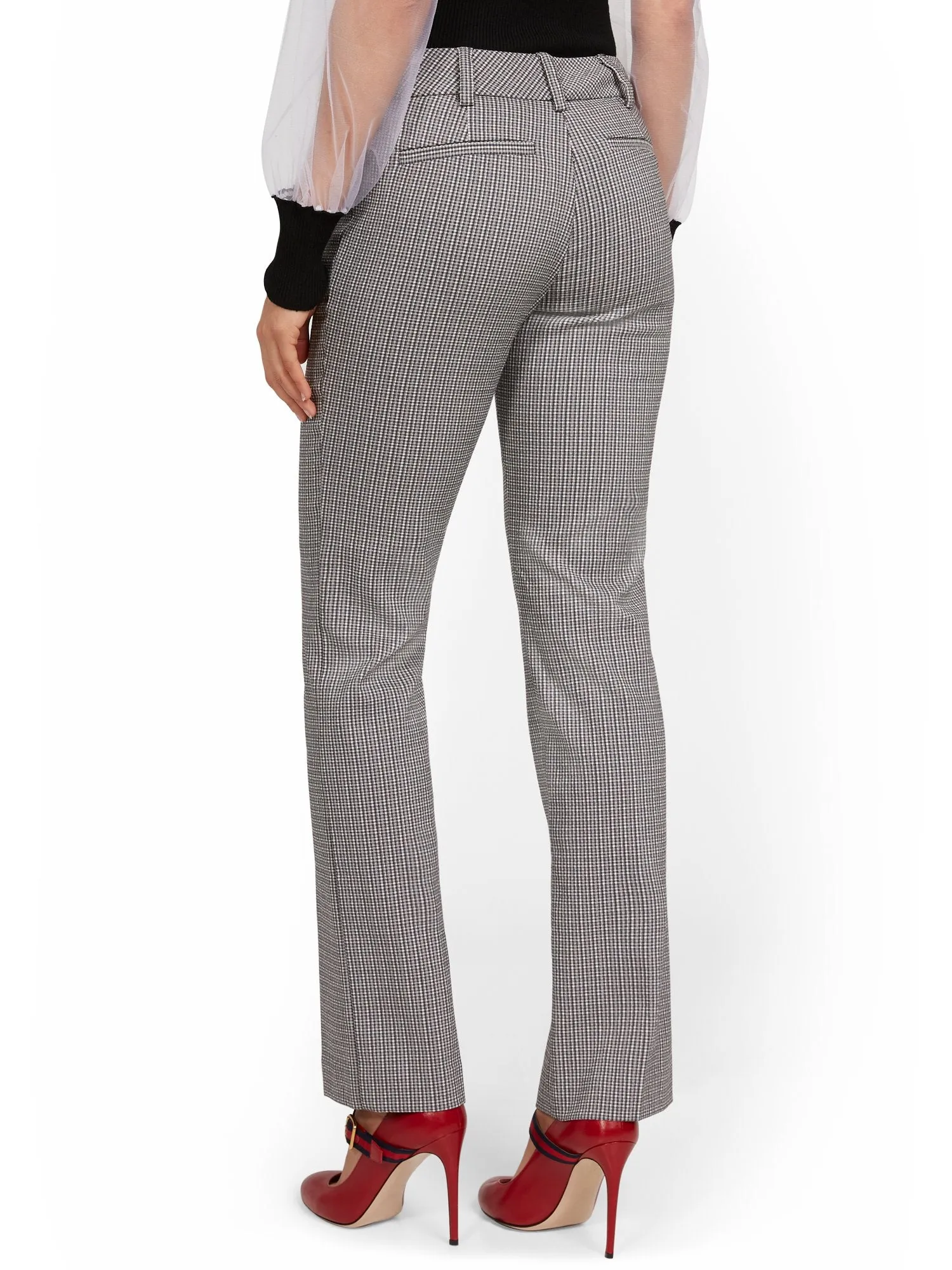 Tall Mid-Rise Straight-Leg Check Pant