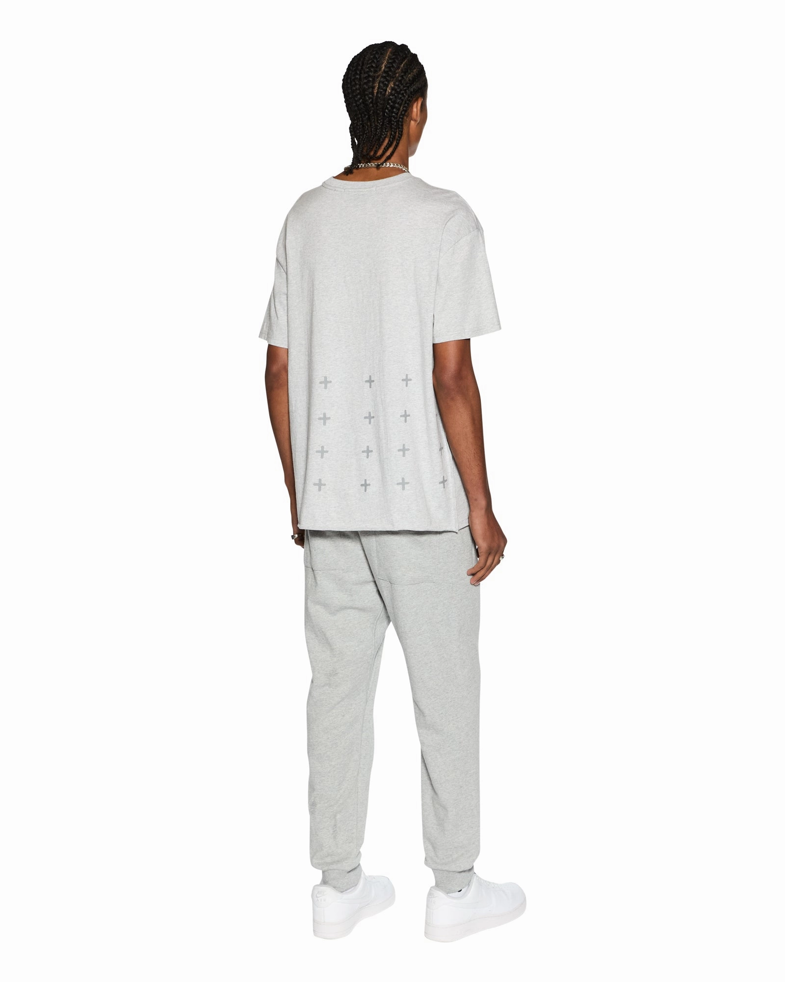 4 X 4 BIGGIE SS TEE GREY MARLE Fit Design Subtle Logo Placement