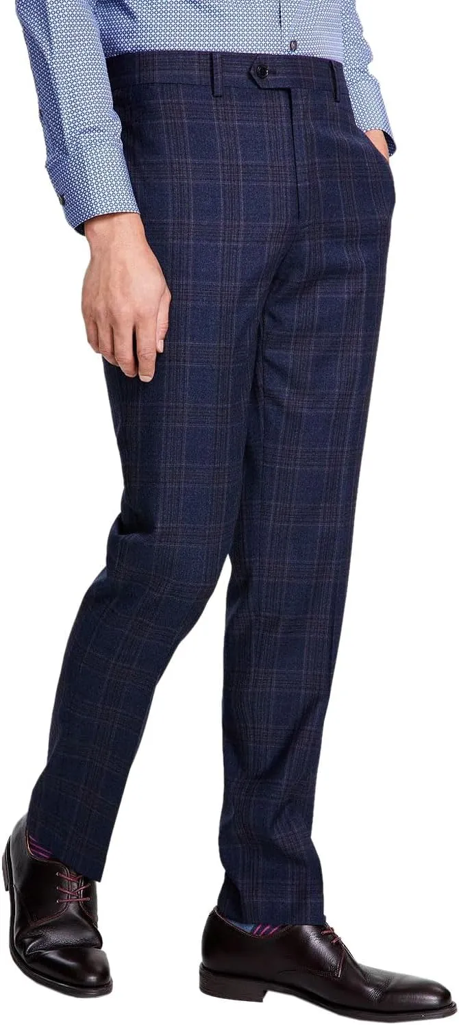 Tallia Mens Slim Fit Stretch Plaid Dress Pants Slacks